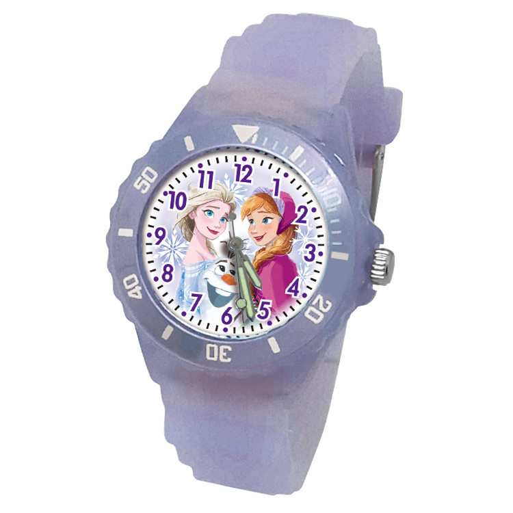 【迪士尼】冰雪奇緣1運動彩帶手錶 (粉紫色)