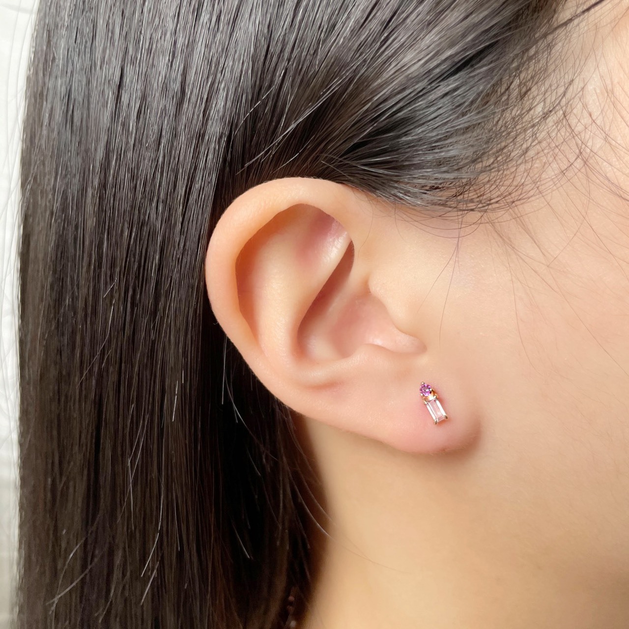 小燭台粉晶玫瑰石榴轉珠耳環