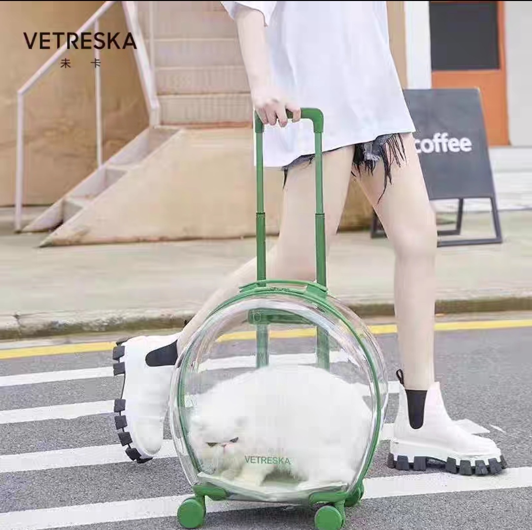 VETRESKA末卡 宠物绿色透明泡泡箱 42*23.5*47cm