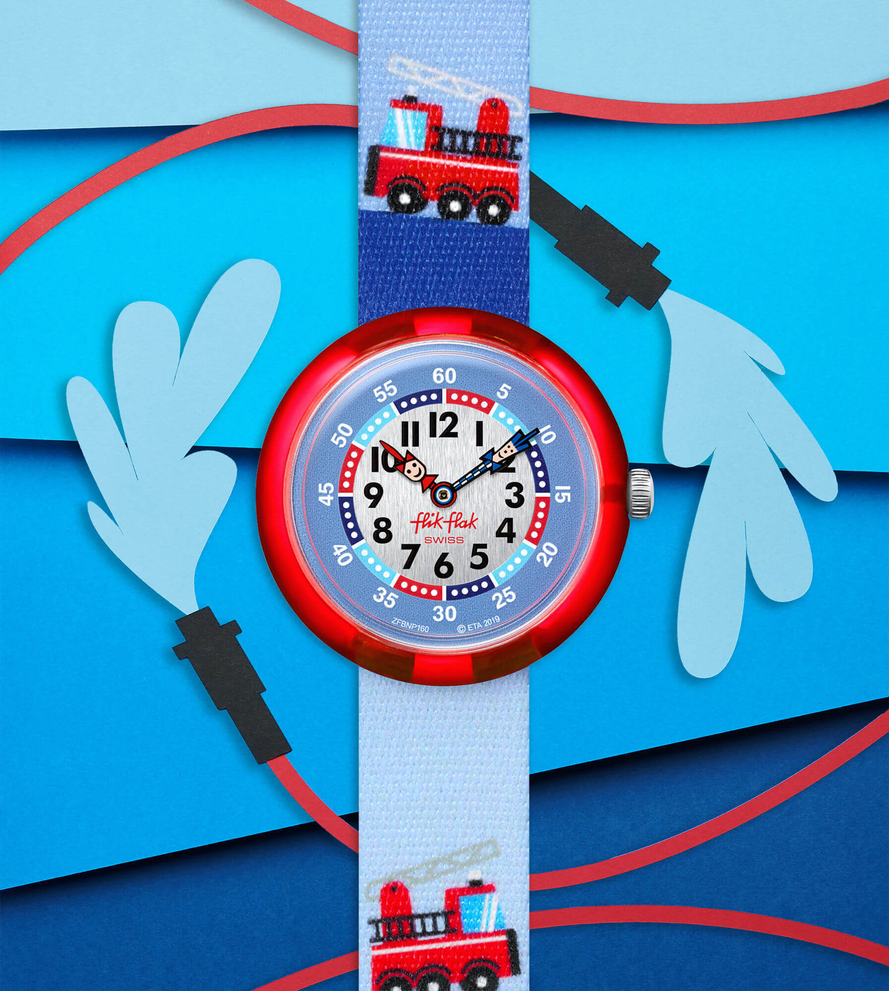 【Swatch - Flik Flak】Story Time 閃亮消防車飛馳腕錶 FBNP160 32mm 現代鐘錶