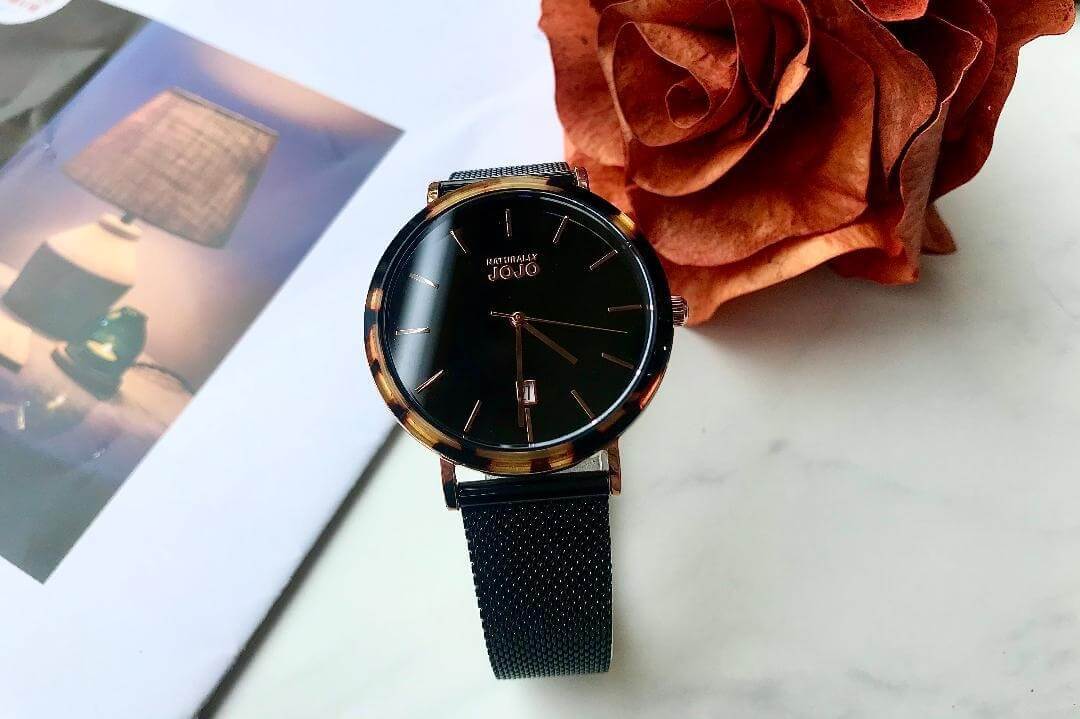 【NATURALLY JOJO】大理石紋米蘭編織禮盒組（附贈真皮錶帶）JO96978-88R 黑 38mm 現代鐘錶