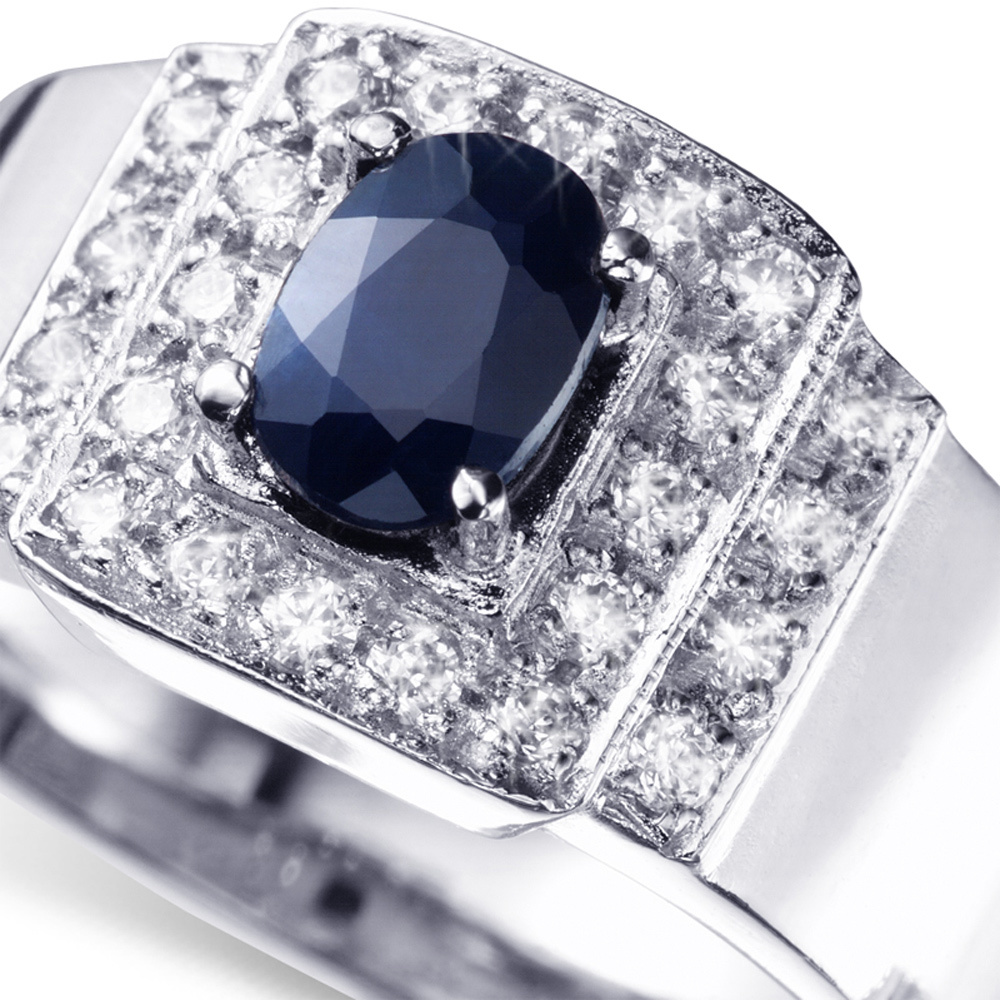 【雅紅珠寶】蒙地卡蘿天然1克拉黑藍寶石戒指-活圍設計-R0161