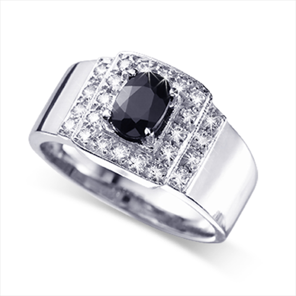 【雅紅珠寶】蒙地卡蘿天然1克拉黑藍寶石戒指-活圍設計-R0161