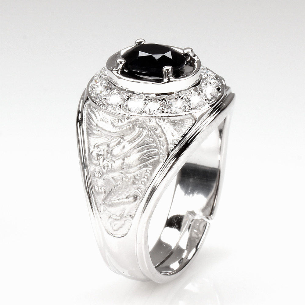 【雅紅珠寶】龍飛鳳舞天然1克拉黑藍寶石戒-活圍設計-R0162