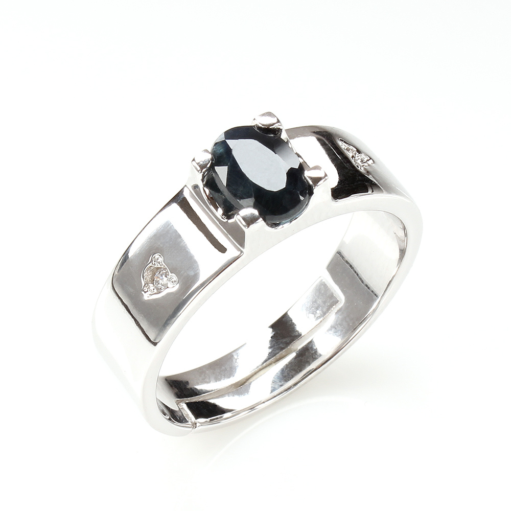 【雅紅珠寶】相依相偎天然1克拉黑藍寶石戒指-活圍設計-R0324