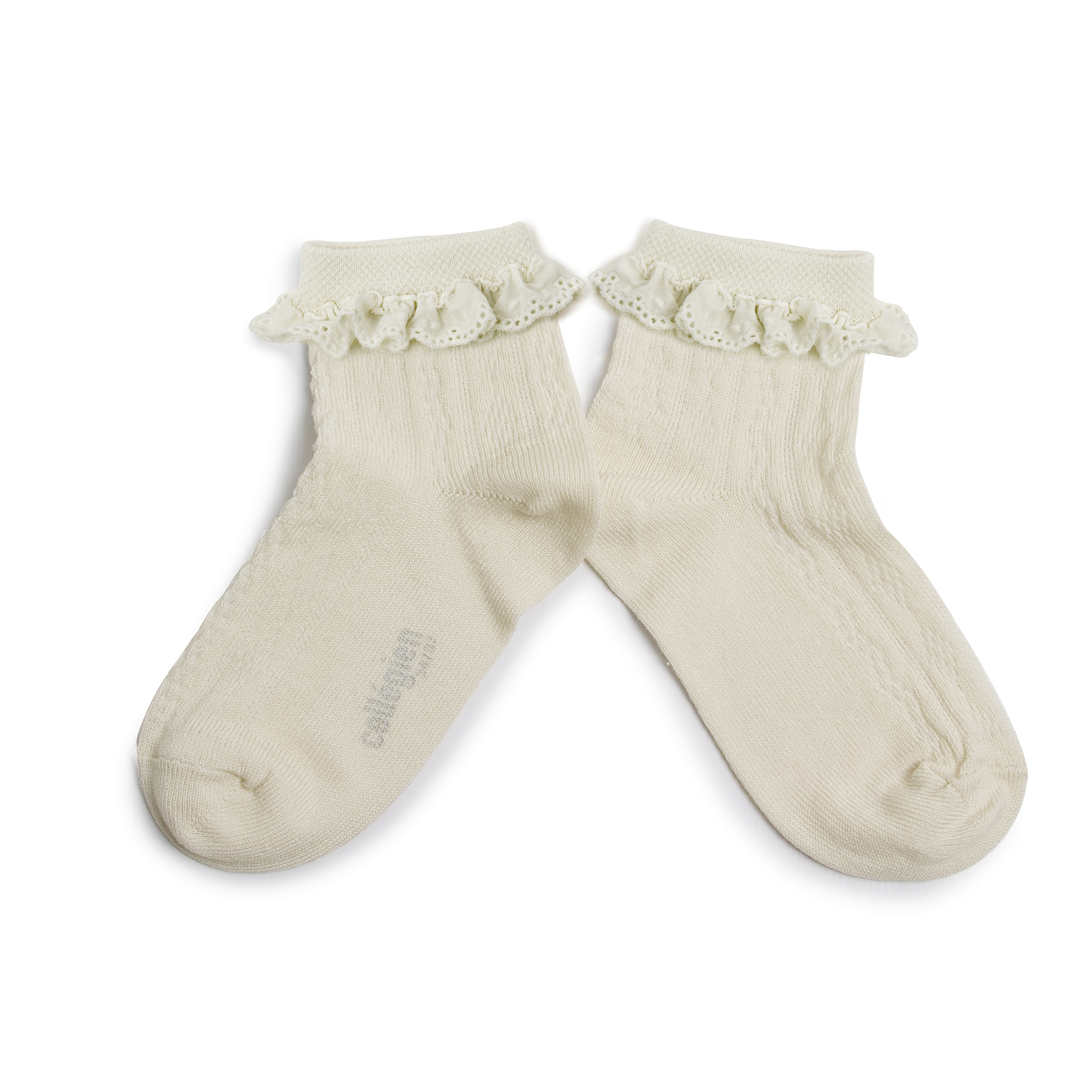 COLLÉGIEN - Marie Antoinette Lightweight Pointelle Socks with Broderie Anglaise（Doux Agneaux）