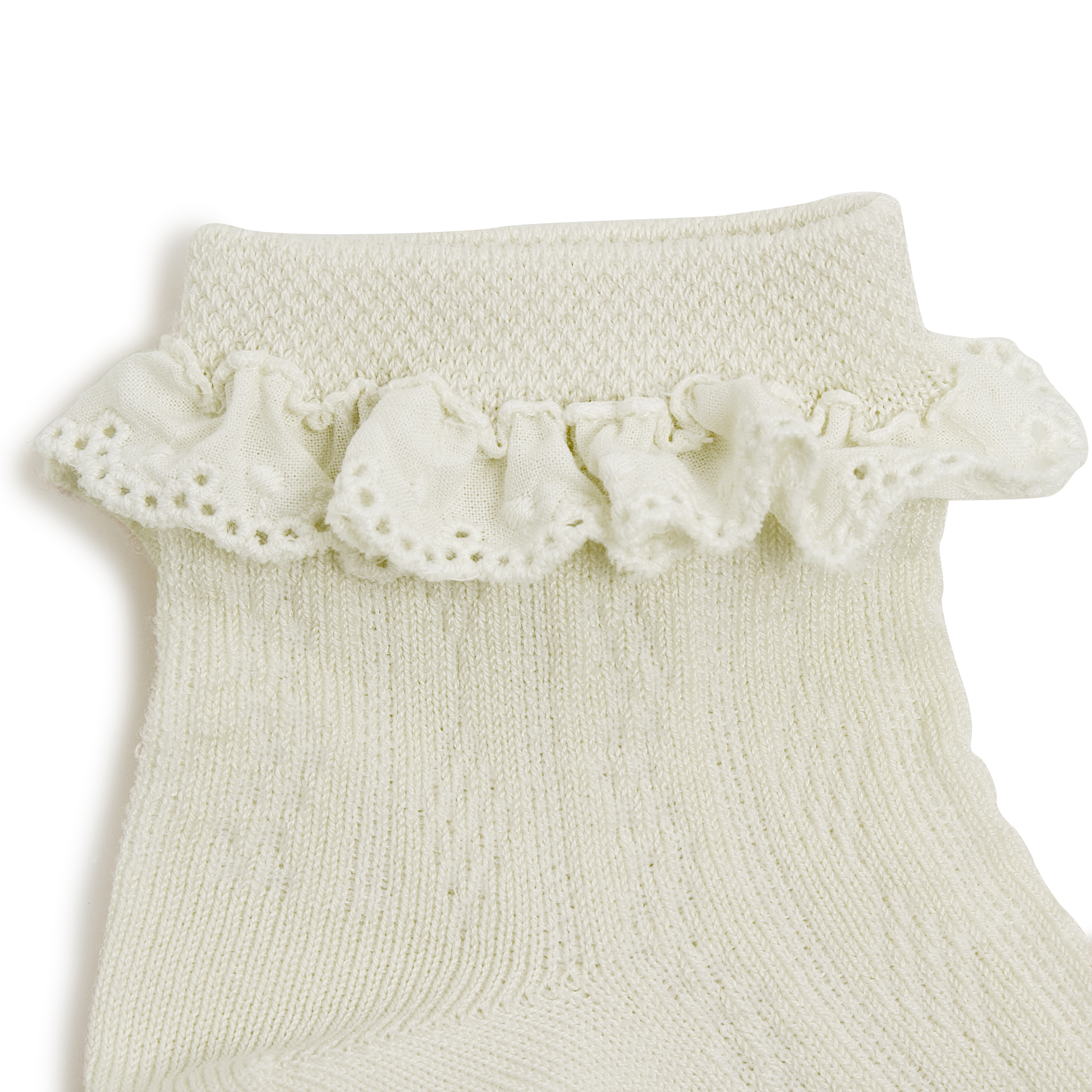 COLLÉGIEN - Marie Antoinette Lightweight Pointelle Socks with Broderie Anglaise（Doux Agneaux）