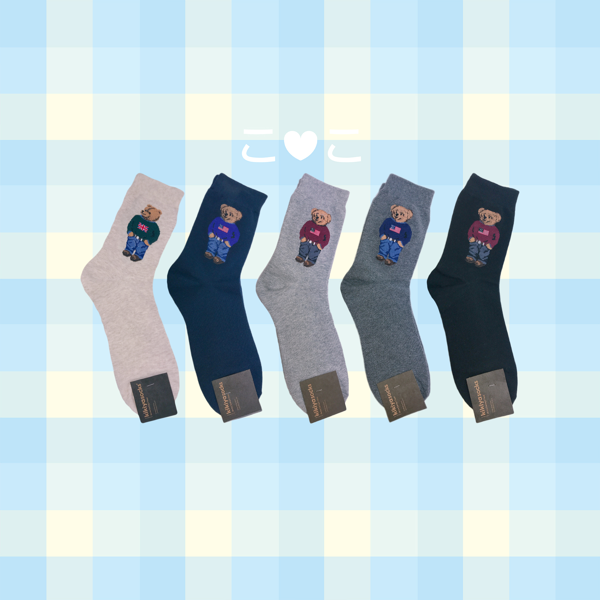 正韓小熊造型休閒長襪