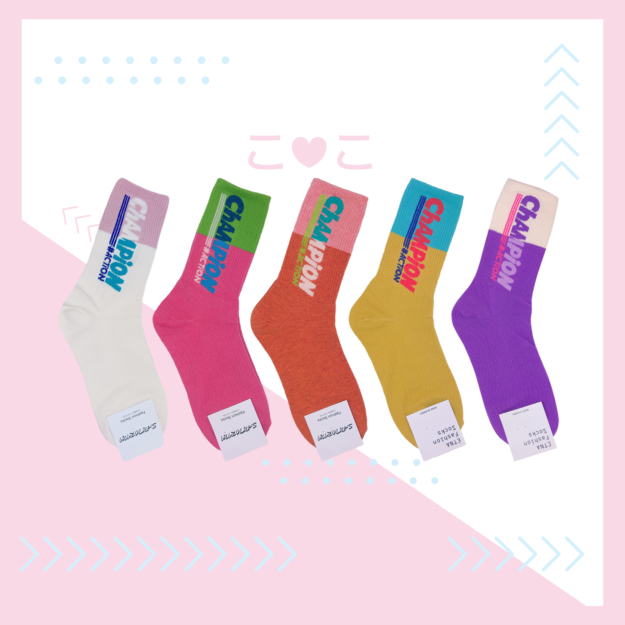 正韓冠軍撞色拼接造型襪子