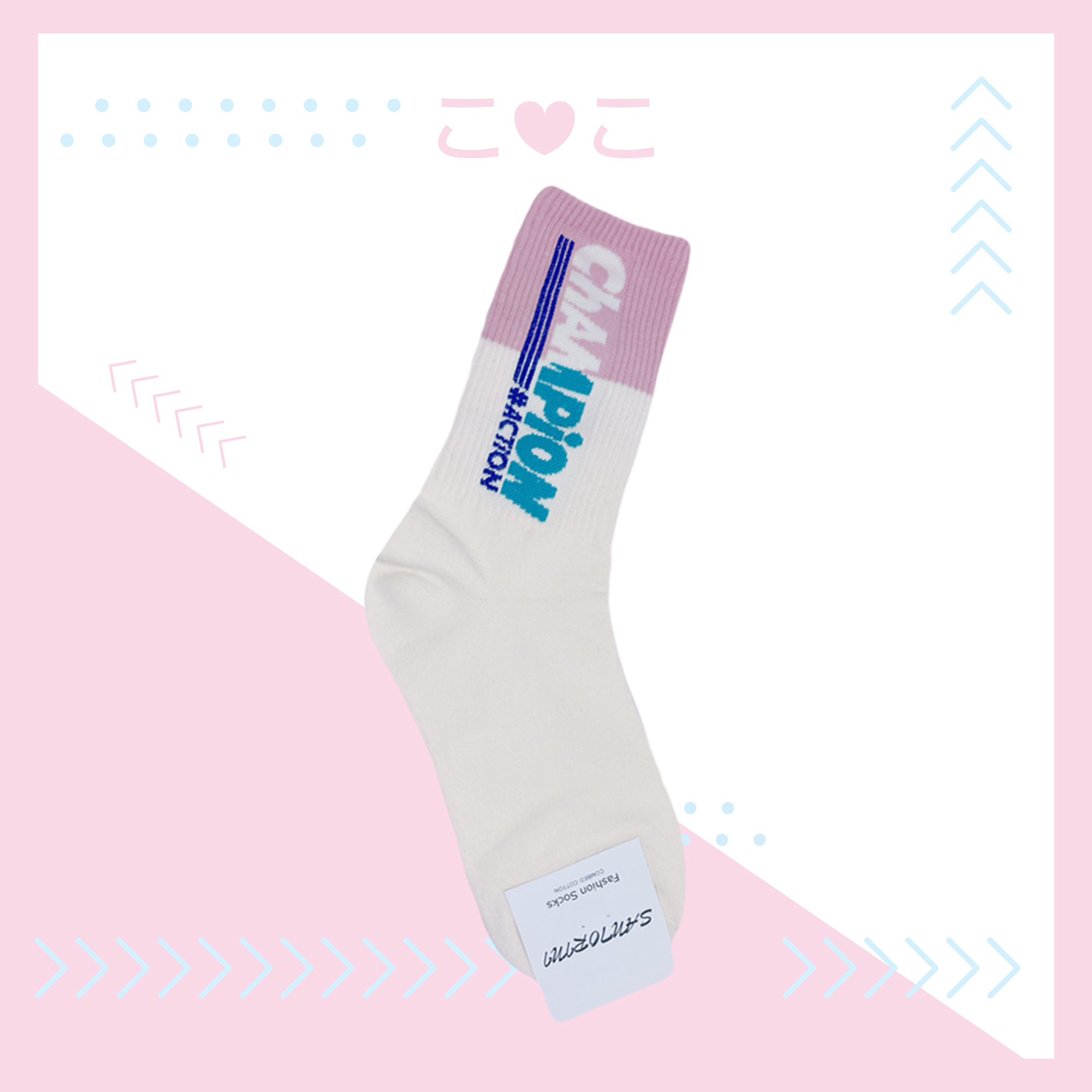 正韓冠軍撞色拼接造型襪子