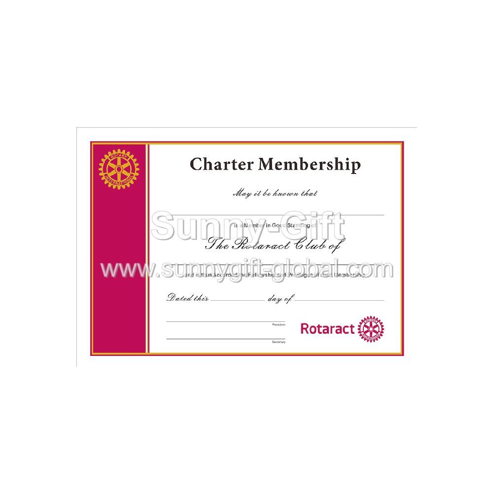 Customized - Rotaract Membership Certificate (A4)