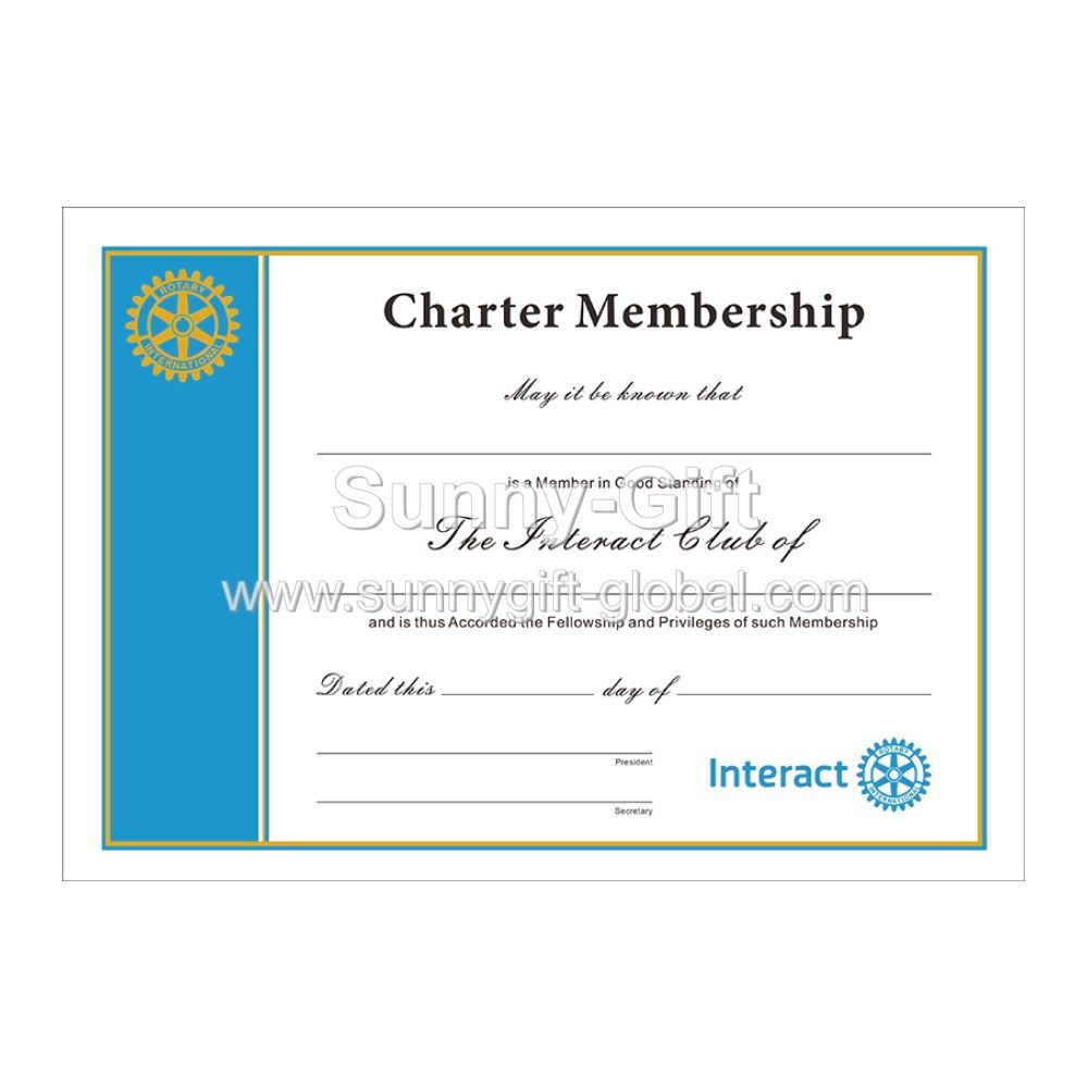 Interact - Customized Membership Certificate (A4)
