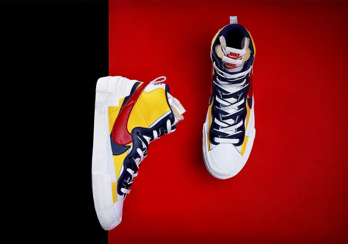 sacai x nike blazer mid yellow blue