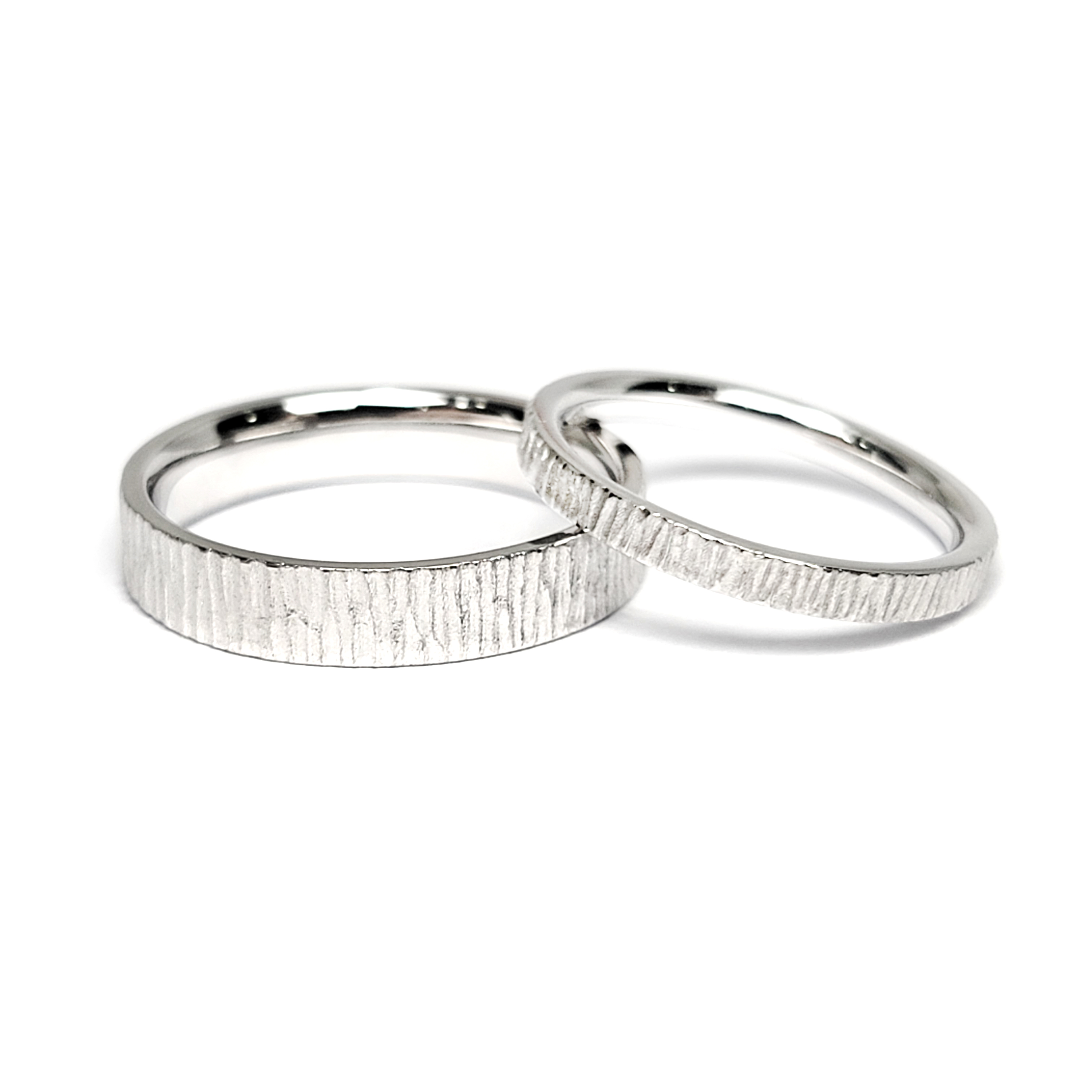 18K白金鎚木結婚戒指