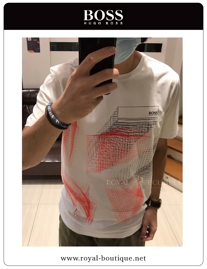 BOSS 雙色漸層線條短T