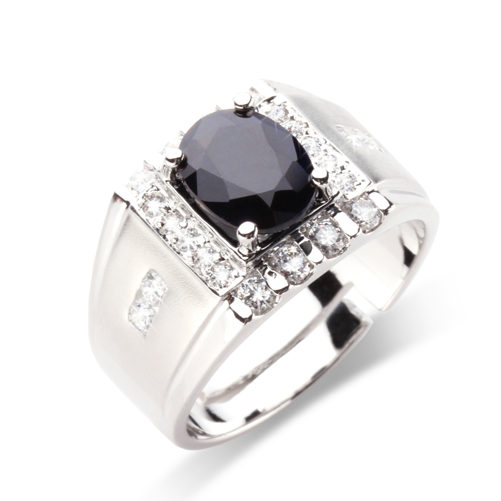 【雅紅珠寶】君臨天下天然2克拉黑藍寶石戒指-活圍設計-R0172