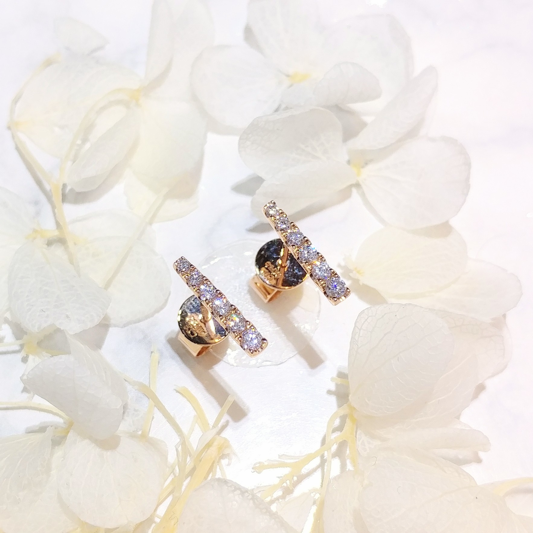 全新18K玫瑰金22份鑽石耳環