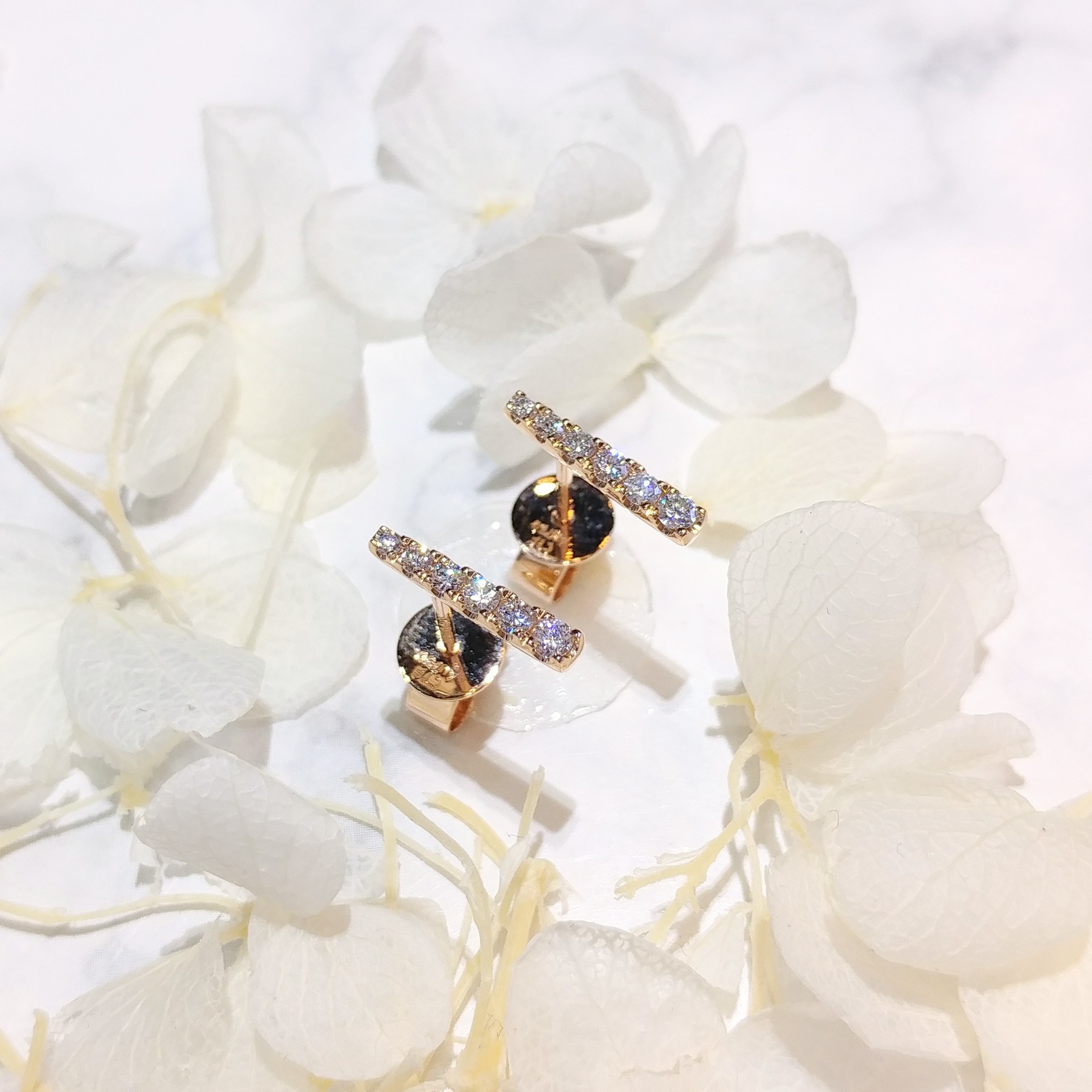 全新18K玫瑰金22份鑽石耳環