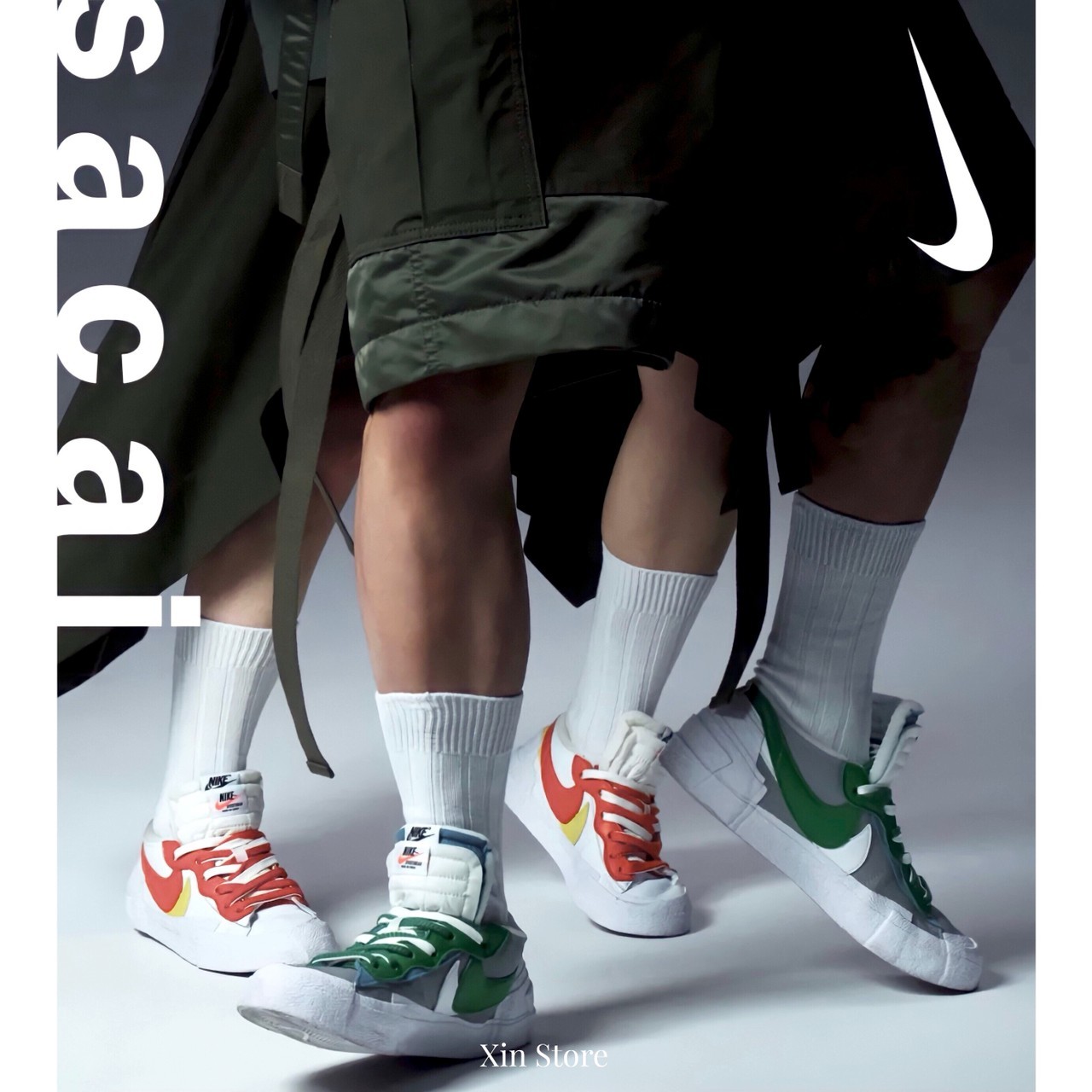 【現貨】Nike Blazer Low x Sacai 聯名 解構 朴敘俊 白灰綠 DD1877-001