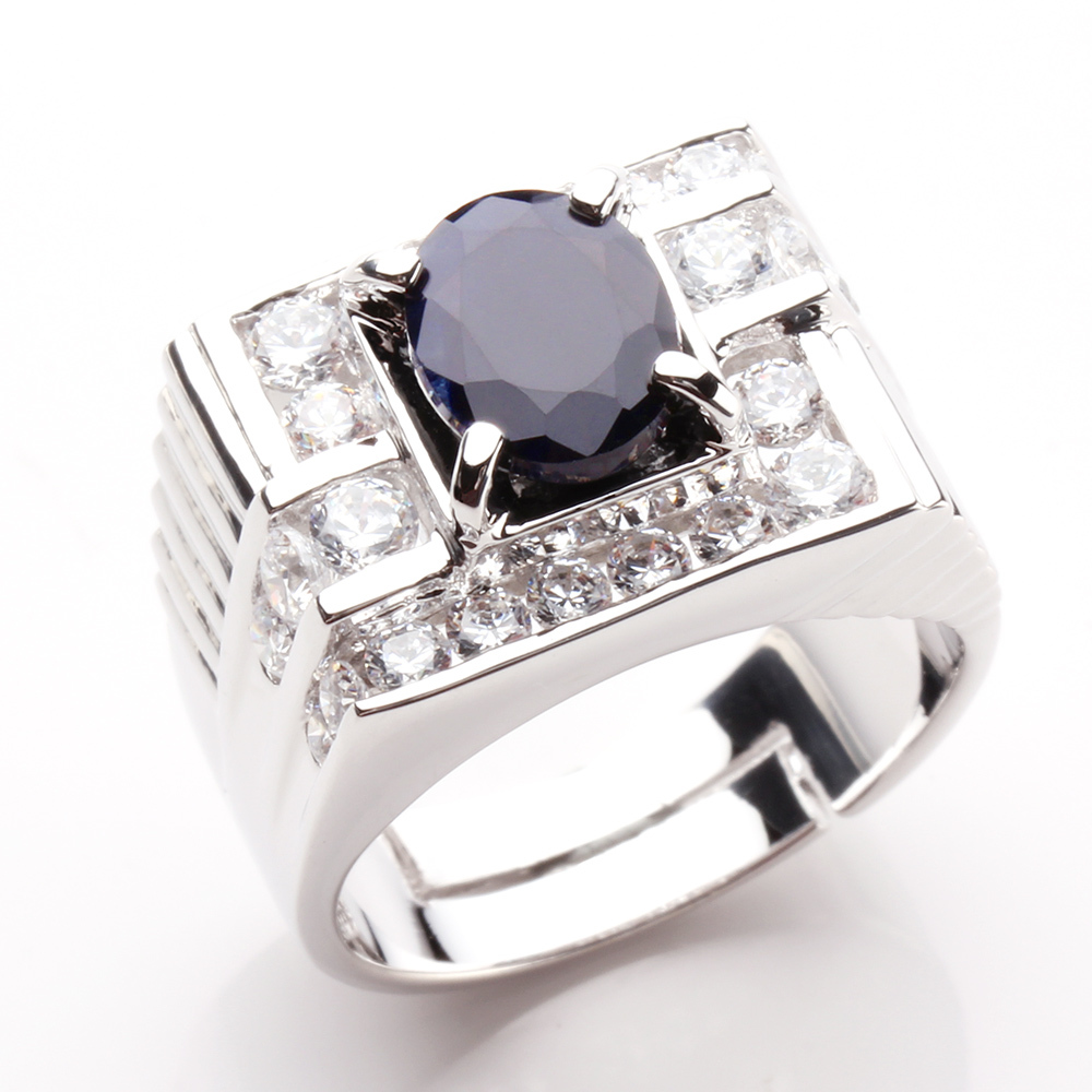 【雅紅珠寶】龍霸天下天然2克拉黑藍寶石戒指-活圍設計-R0173