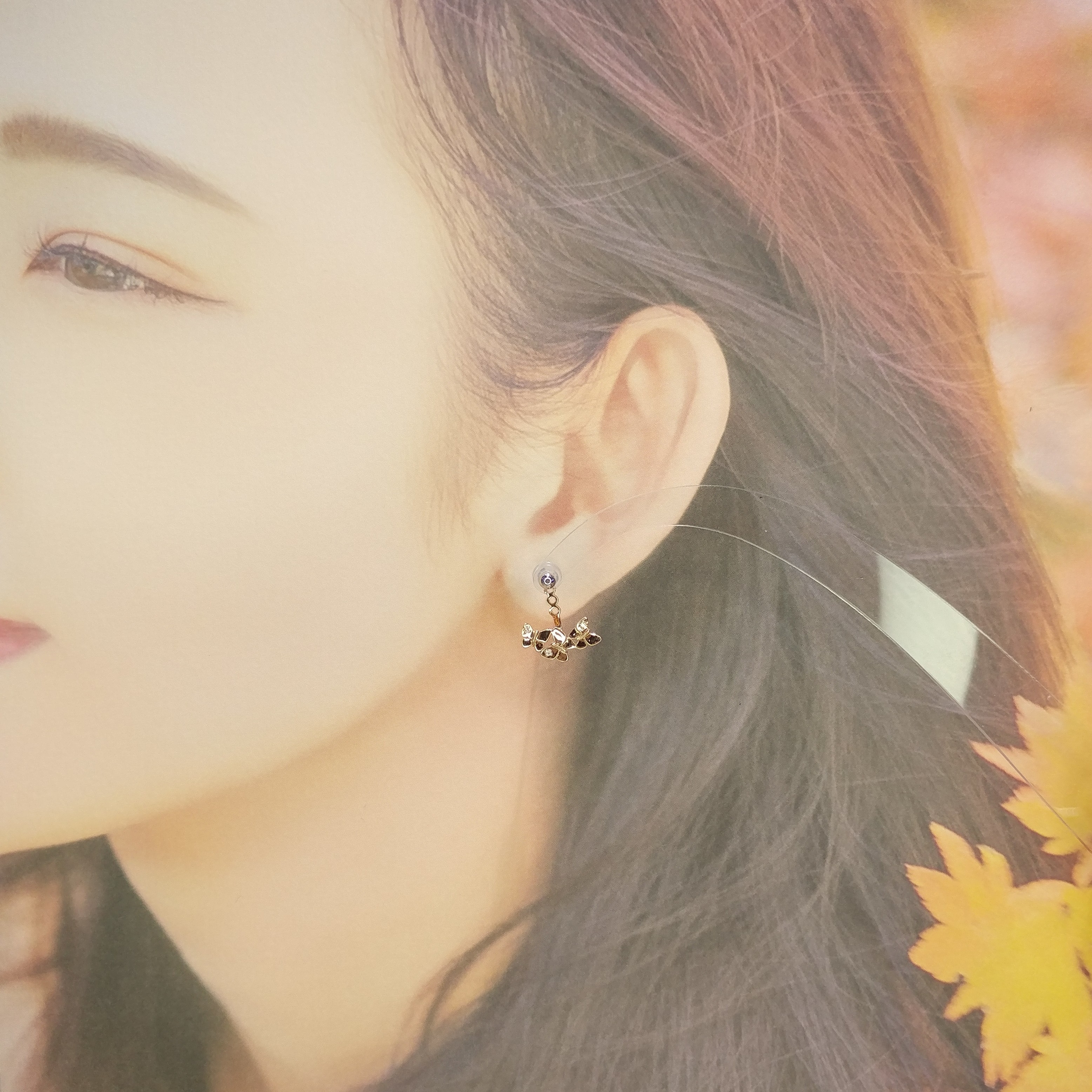 全新14K玫瑰金2份鑽石耳環