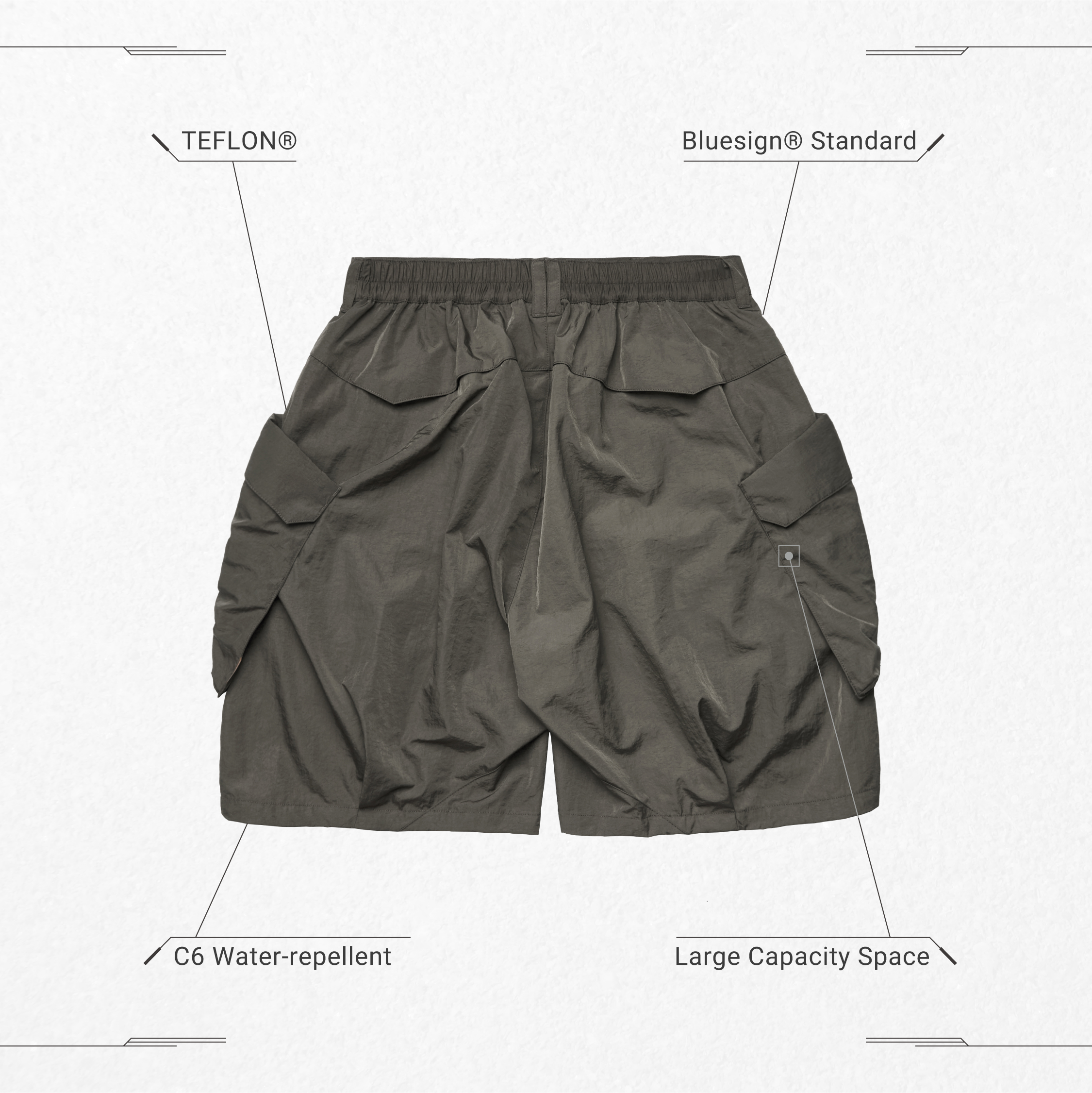 MR-O1” 3D-Rotate Utility Shorts - Olive