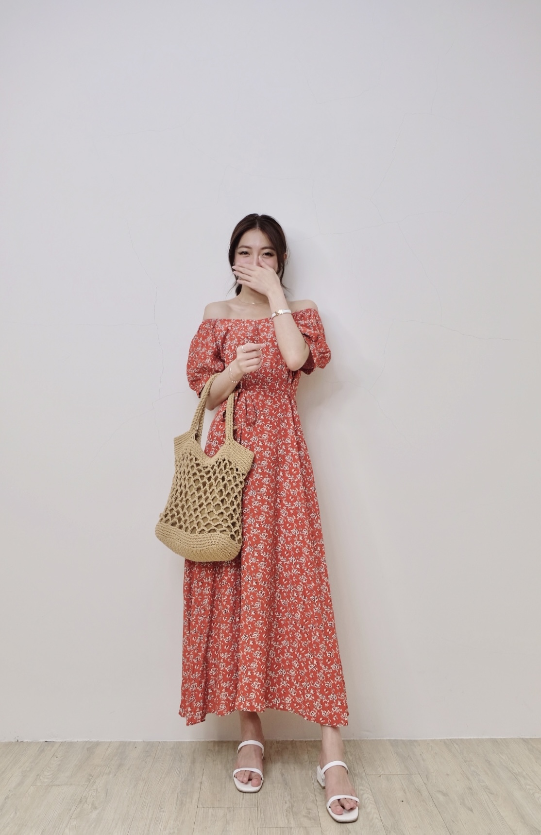 超正點2way設計師仙女下凡綁繩碎花洋