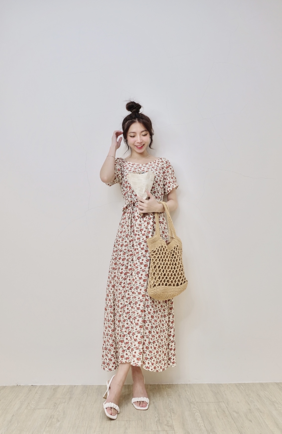 超正點2way設計師仙女下凡綁繩碎花洋