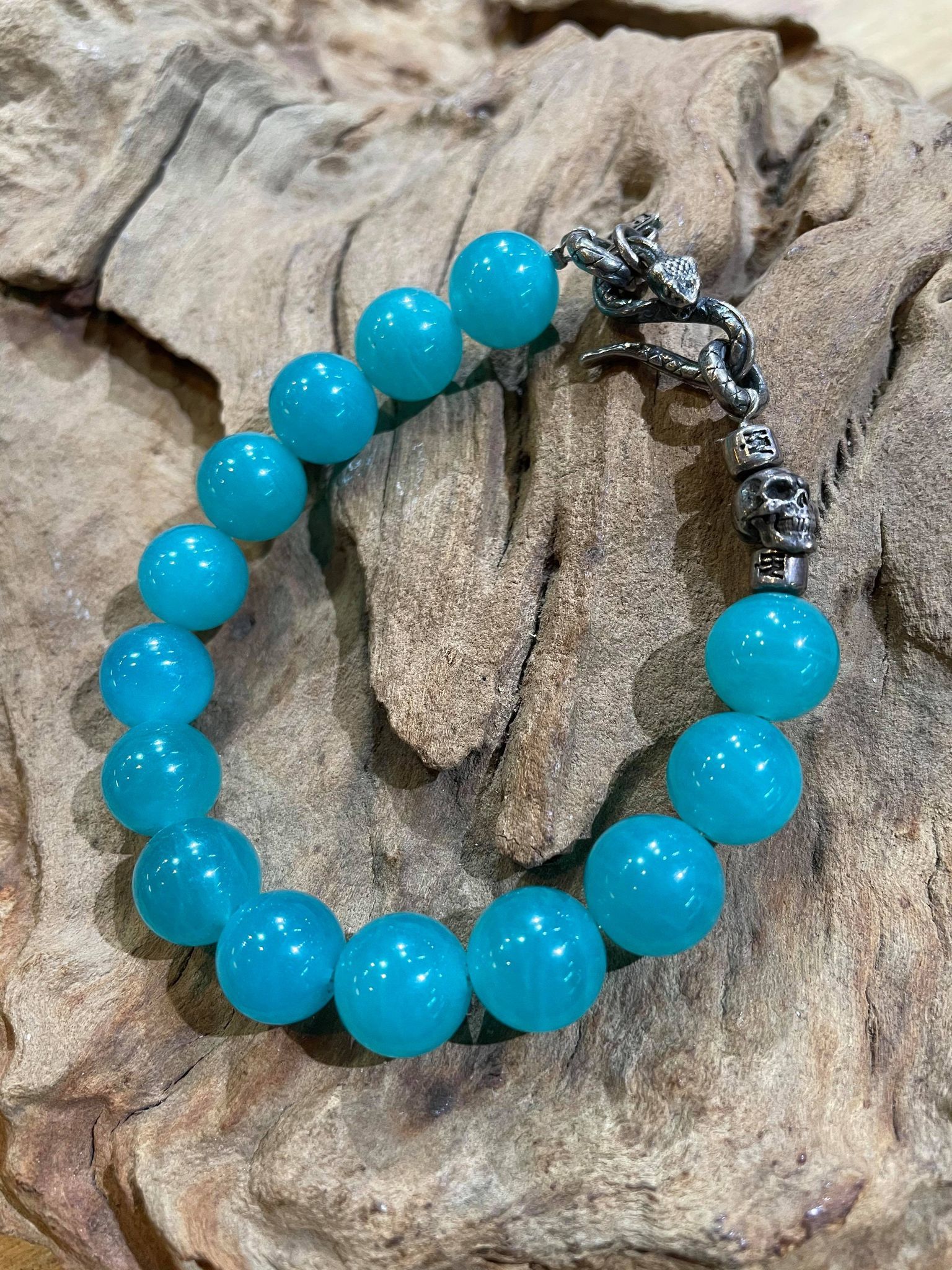 Black Venom Jewelry- 12mm Amazonite Beads 天河石/亞馬遜石串珠手鍊。