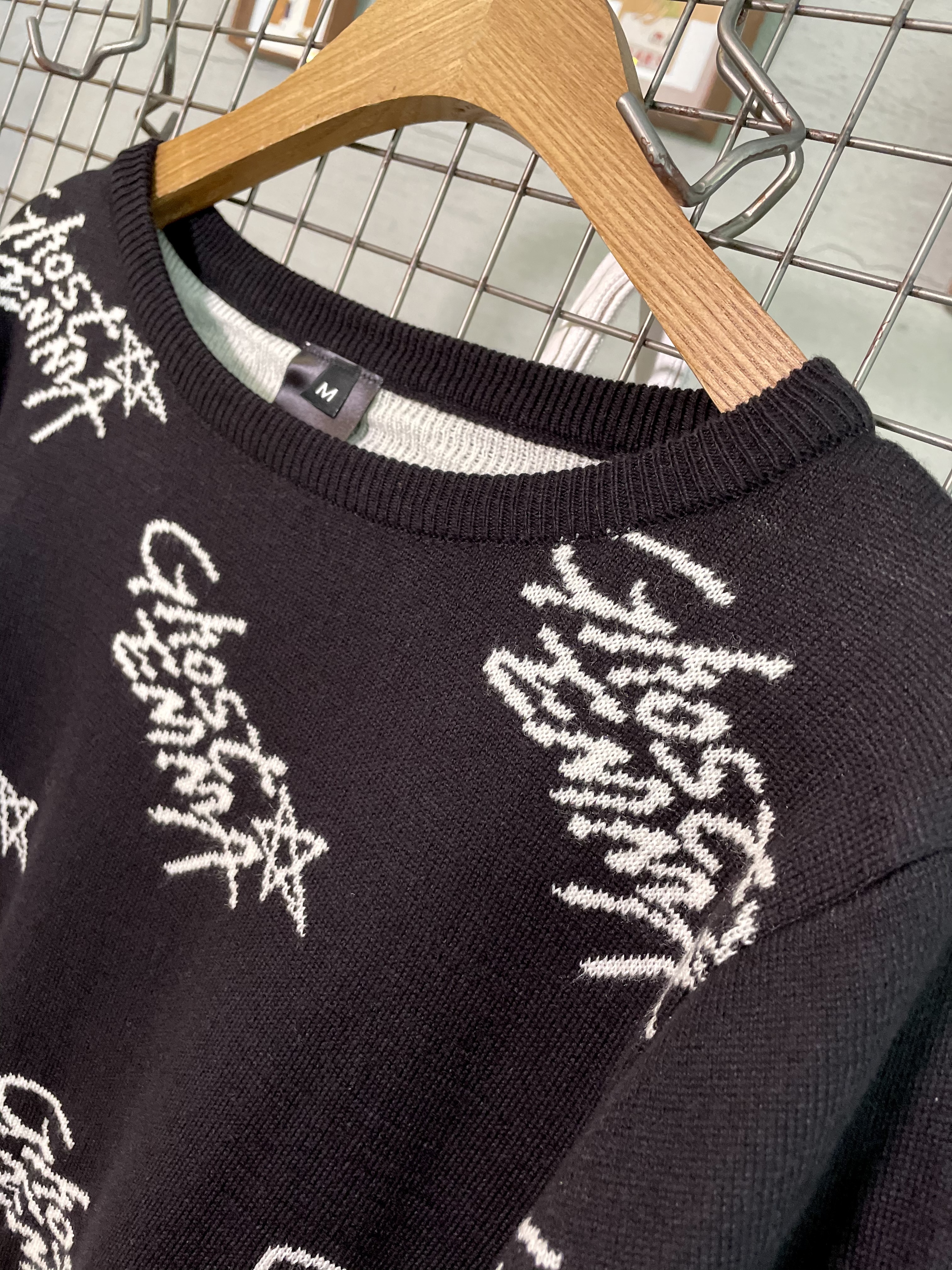 GE star手寫字體針織棉上衣