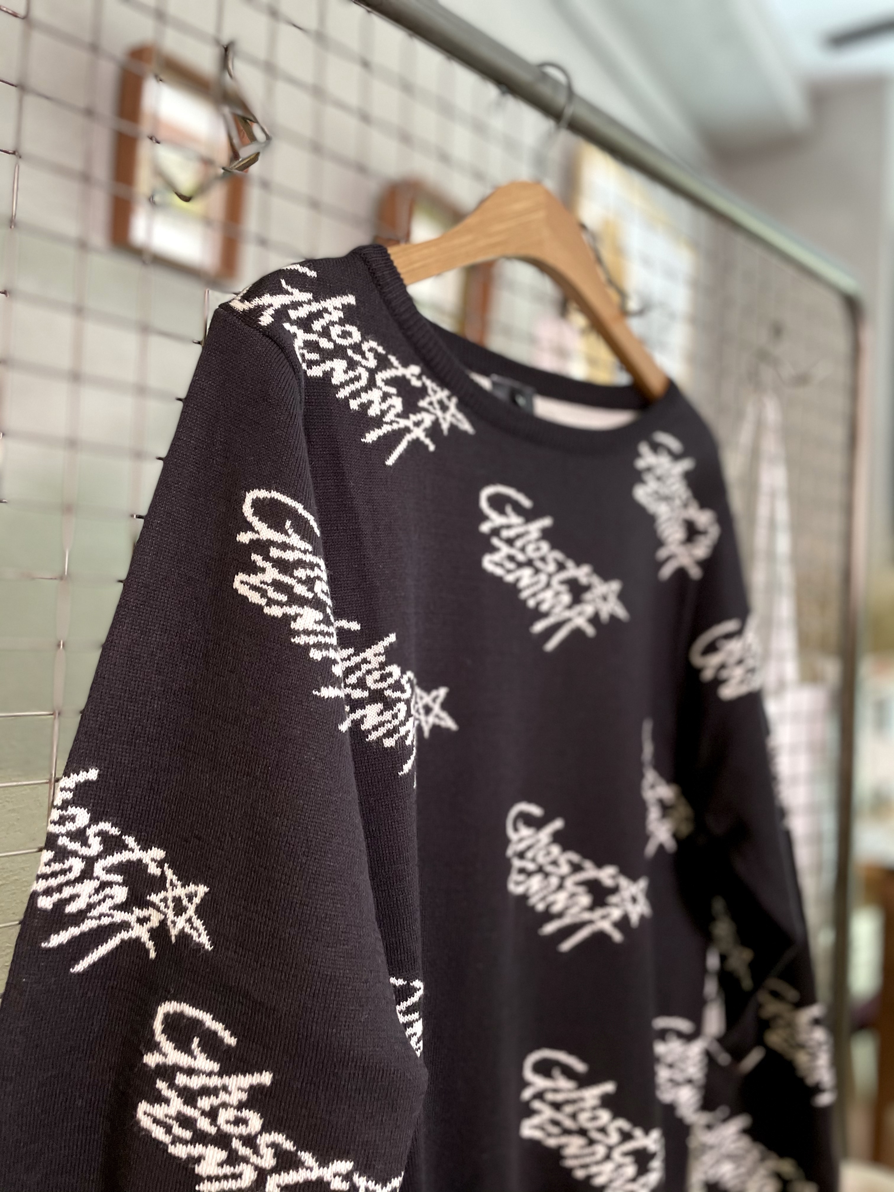 GE star手寫字體針織棉上衣