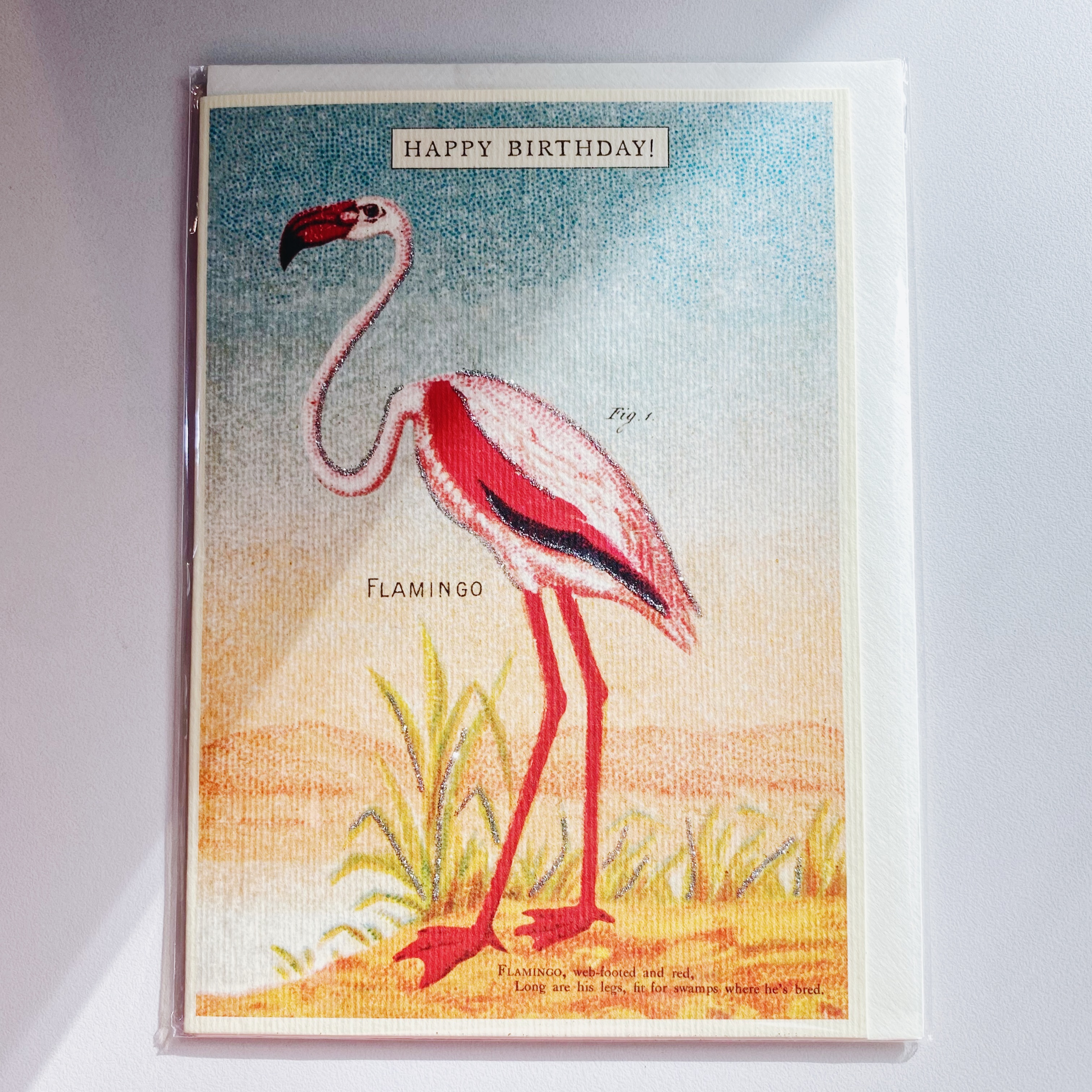 Cavallini 紅鶴 生日快樂 萬用卡片 賀卡