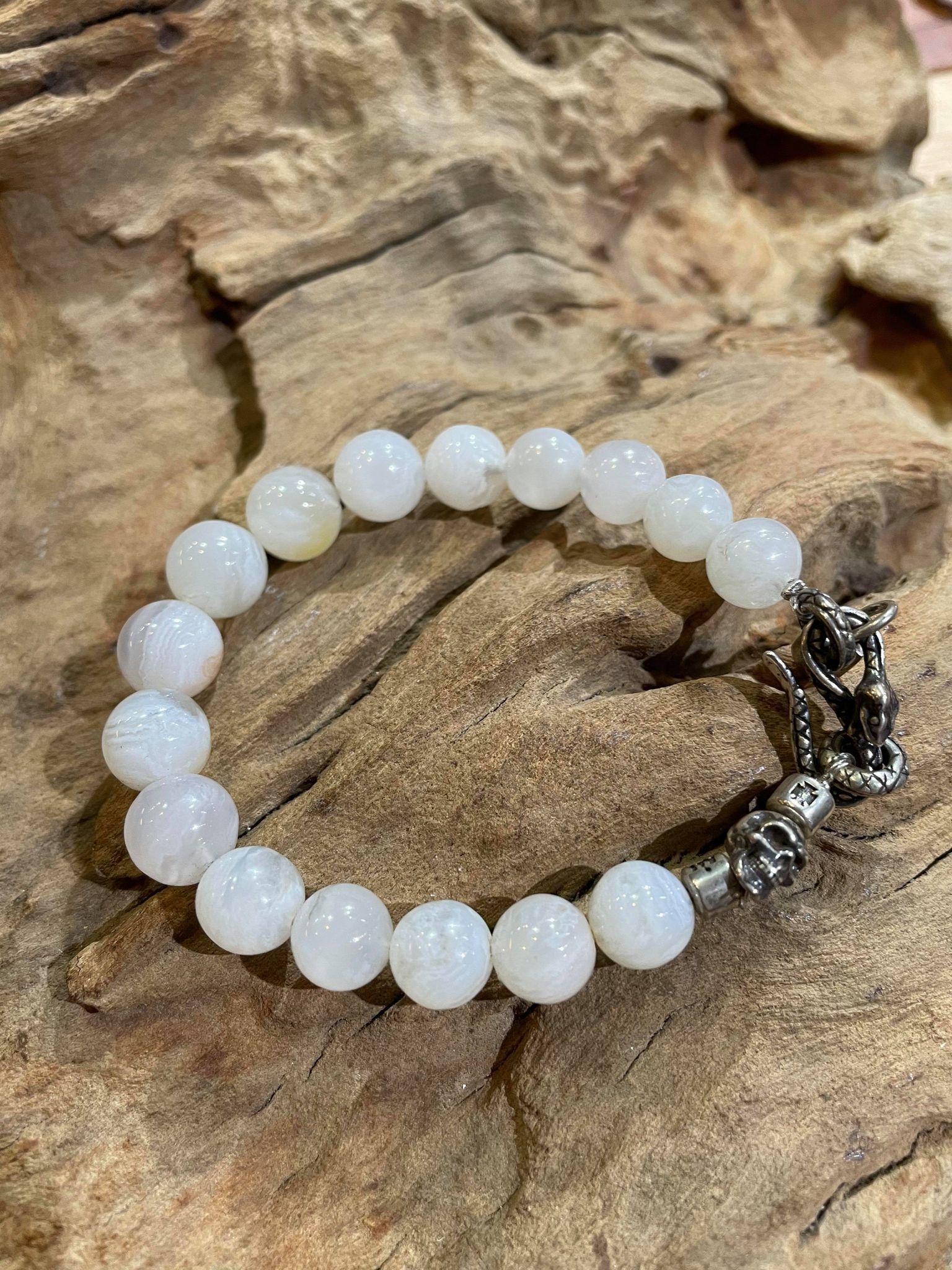 Black Venom Jewelry-10mm Fire Agate 火瑪瑙玉隨串珠手鍊。