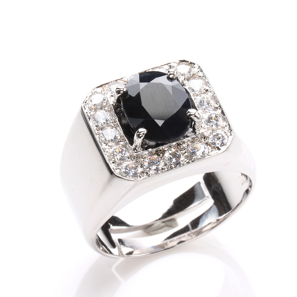 【雅紅珠寶】帝王之尊天然3克拉黑藍寶石戒指-活圍設計-R0182