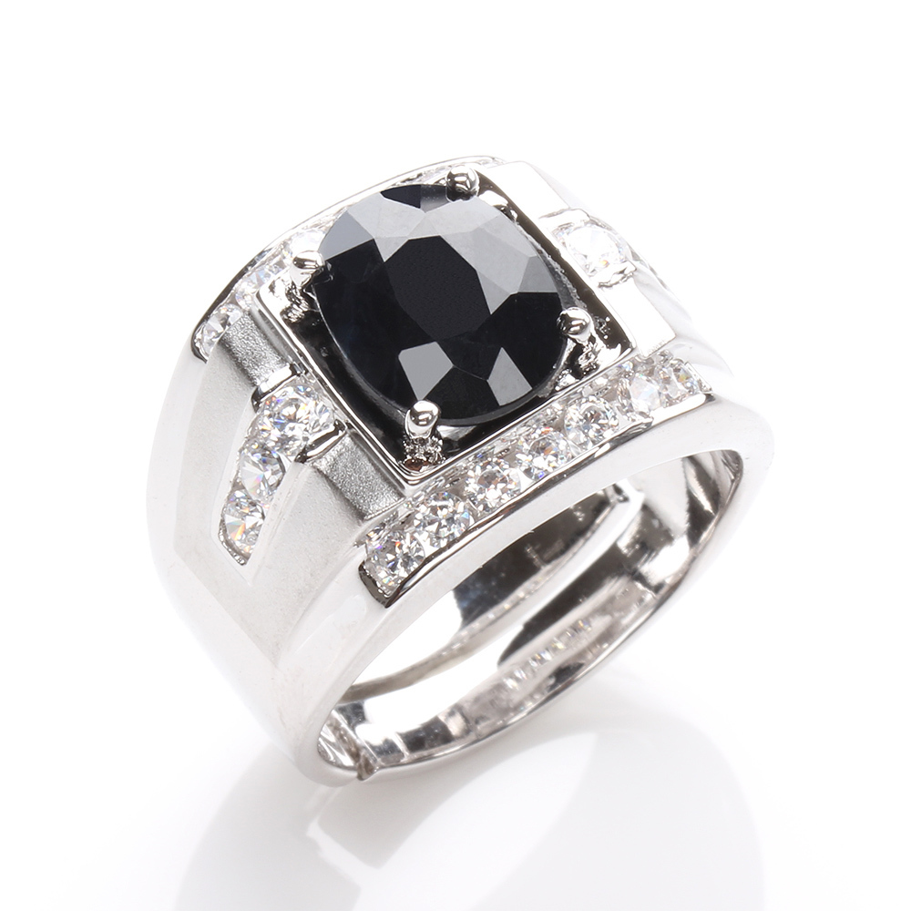 【雅紅珠寶】帝王將相天然3克拉黑藍寶石戒指-活圍設計-R0183