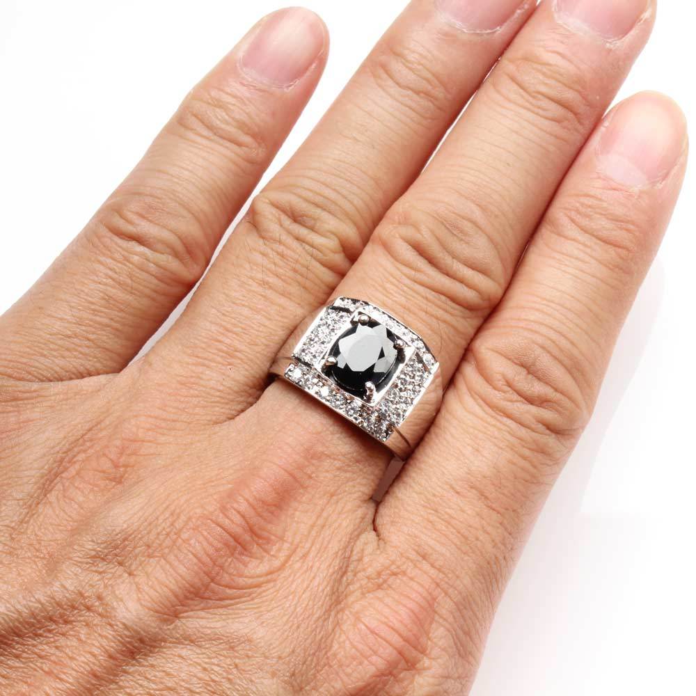 【雅紅珠寶】三皇五帝天然3克拉黑藍寶石戒指-活圍設計-R0184