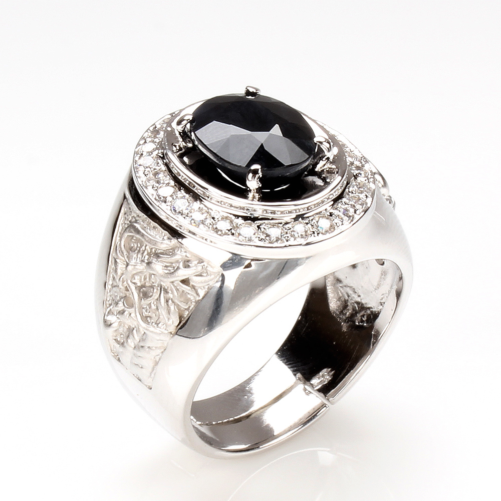 【雅紅珠寶】飛龍在天天然3克拉黑藍寶石戒指-活圍設計-R0185