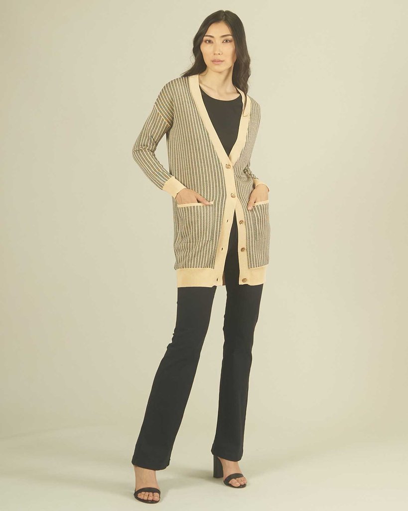 【SILVIAN HEACH】針織條紋長版外套