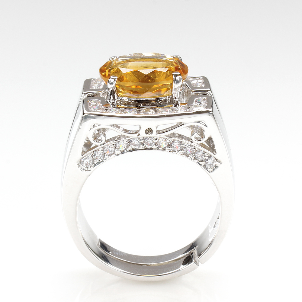 【雅紅珠寶】八方聚財天然4克拉黃水晶戒指-活圍設計-R0326