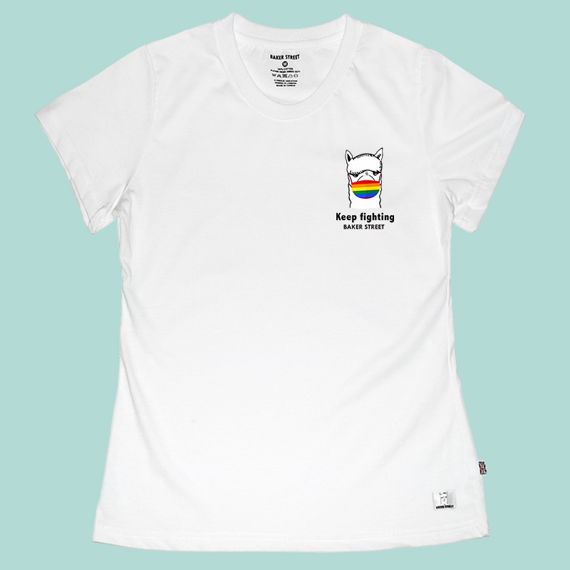 Embroidery-Alpaca Wear Rainbow Mask 彩虹口罩羊駝 刺繡 女版短T