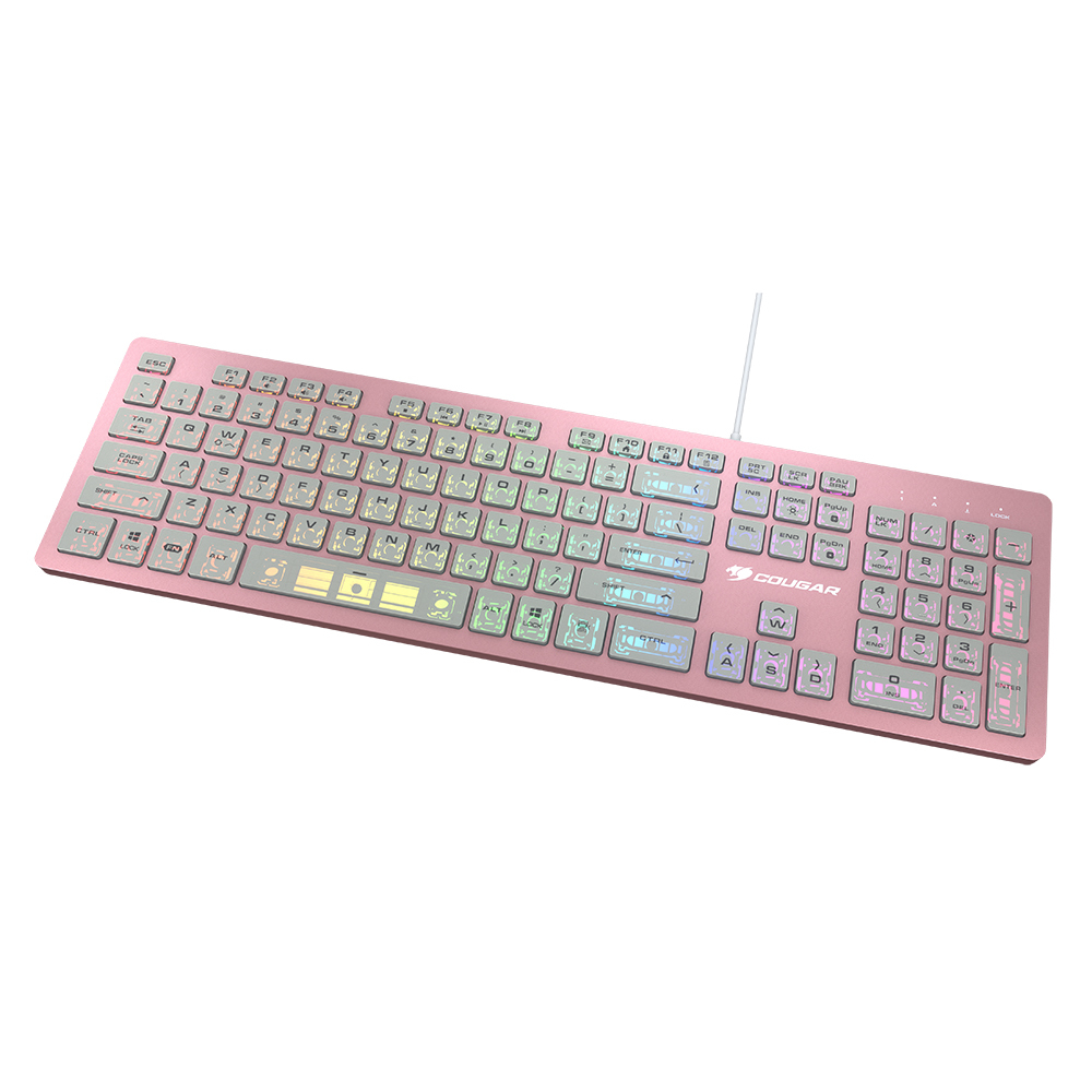 COUGAR 美洲獅 VANTAR AX PINK 剪刀腳 RGB 薄膜式 電競鍵盤 粉 福利品