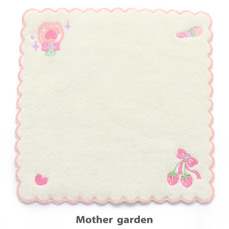 【日本Mother Garden】小方巾-包邊剌繡 美妝 白