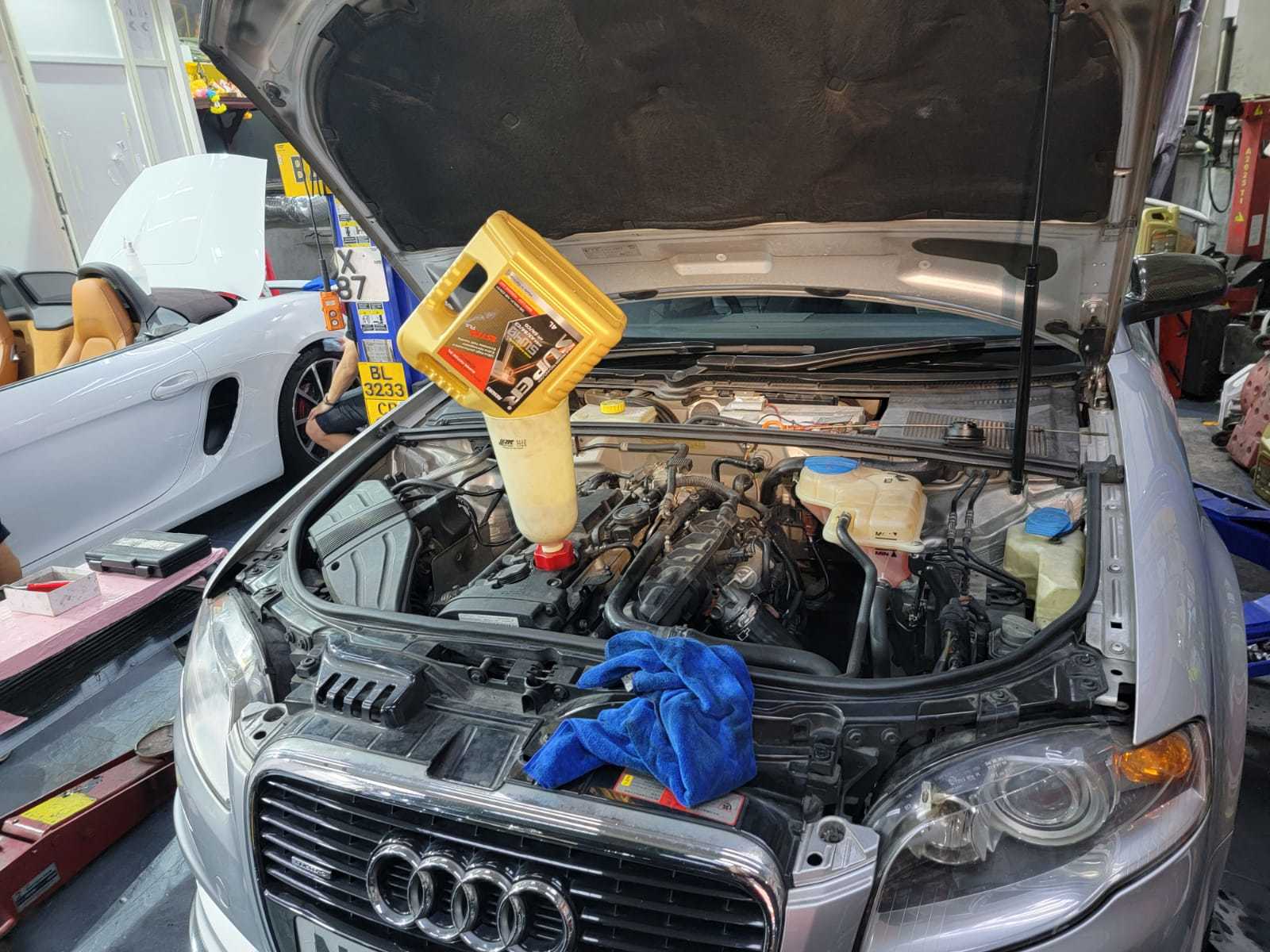 Audi A4 Quattro 2.0 super ester plus 5w40 motor oil 偈油 juns car and audio 浚車汽車音響精品電池 super nano 香港 hong kong