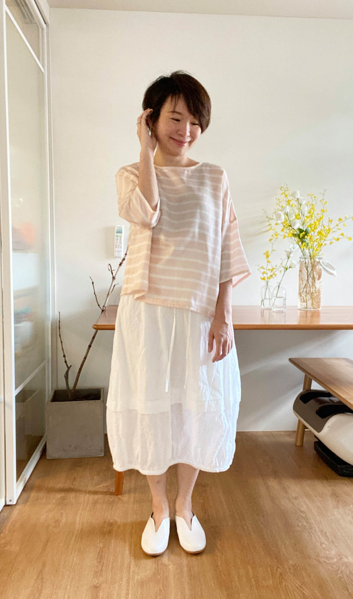 日常理想條紋七分袖上衣