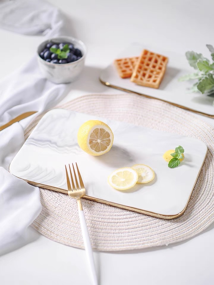 【ＡＨ114】大理石金邊平面托盤