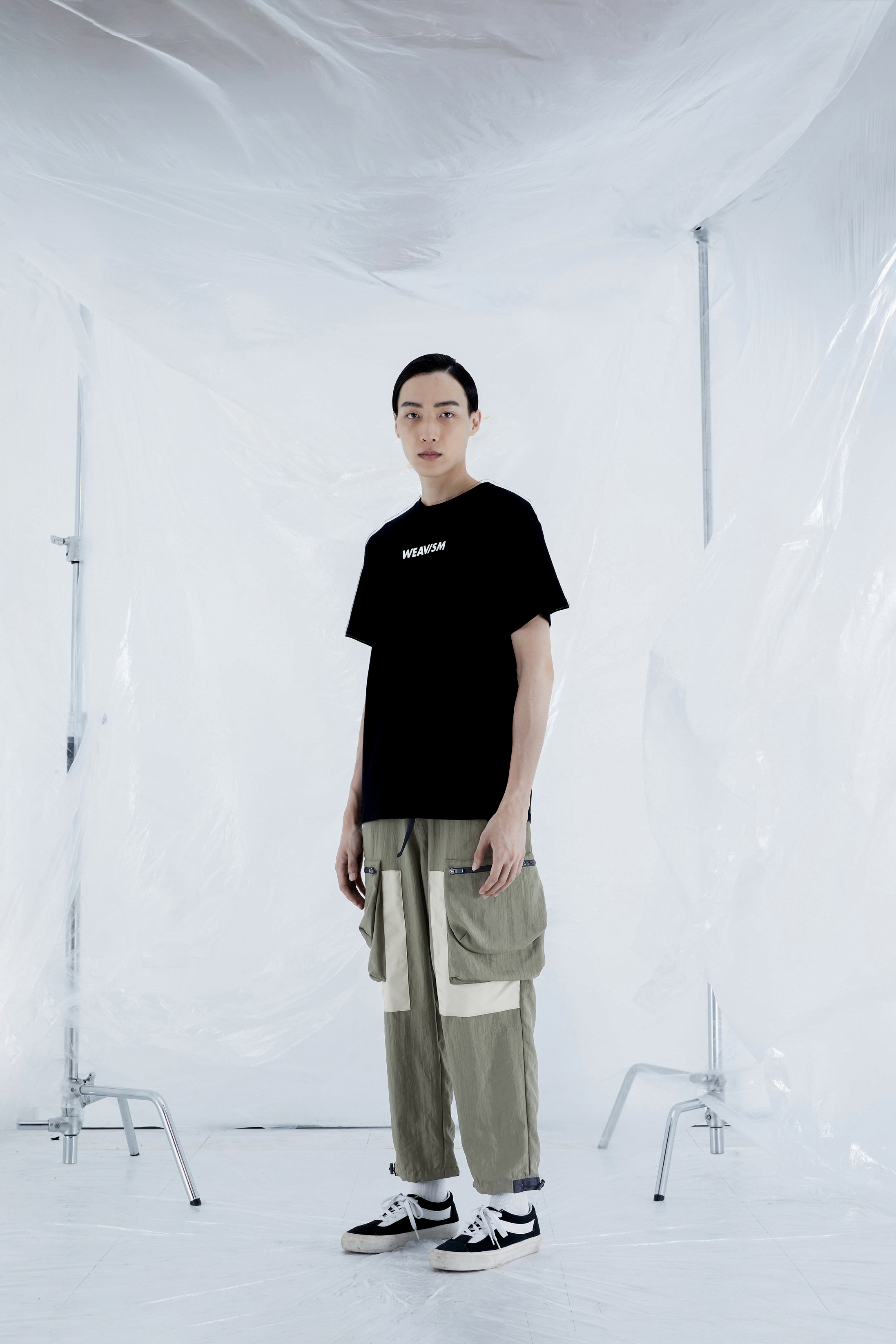 雙層立體袋錐形褲 - 淺綠