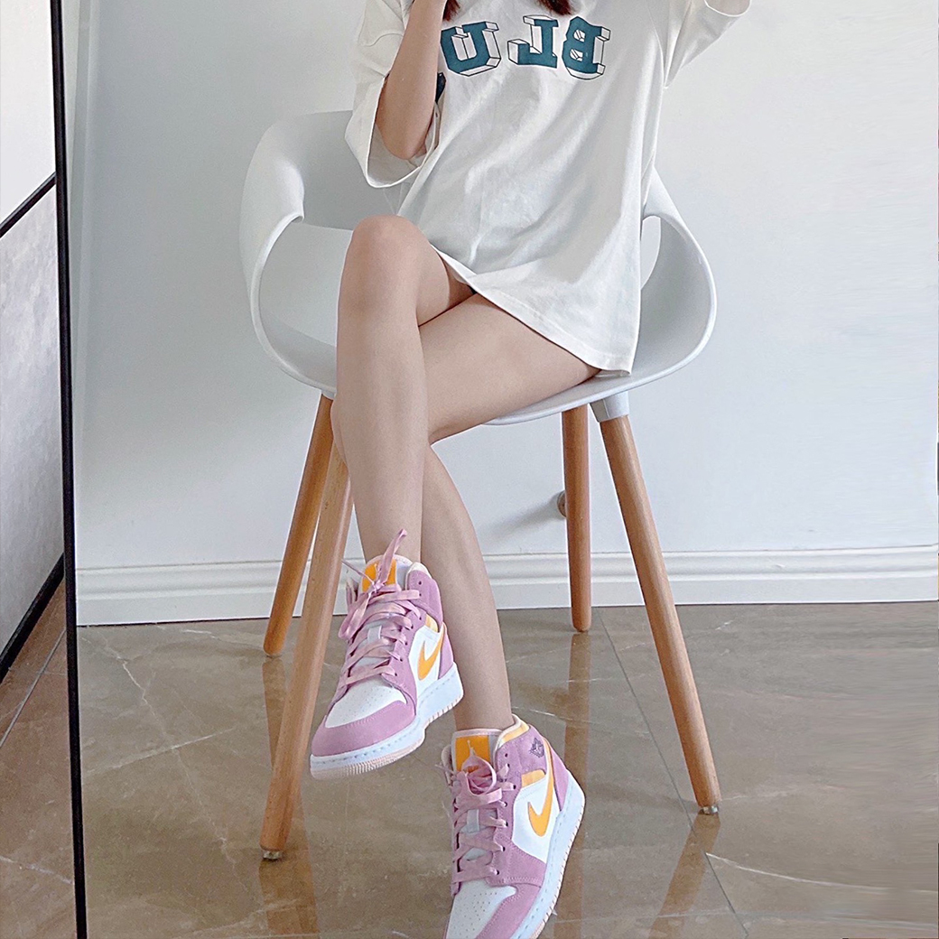 NIKE AIR JORDAN 1 MID AJ1 GS 喬丹 櫻花粉 馬卡龍