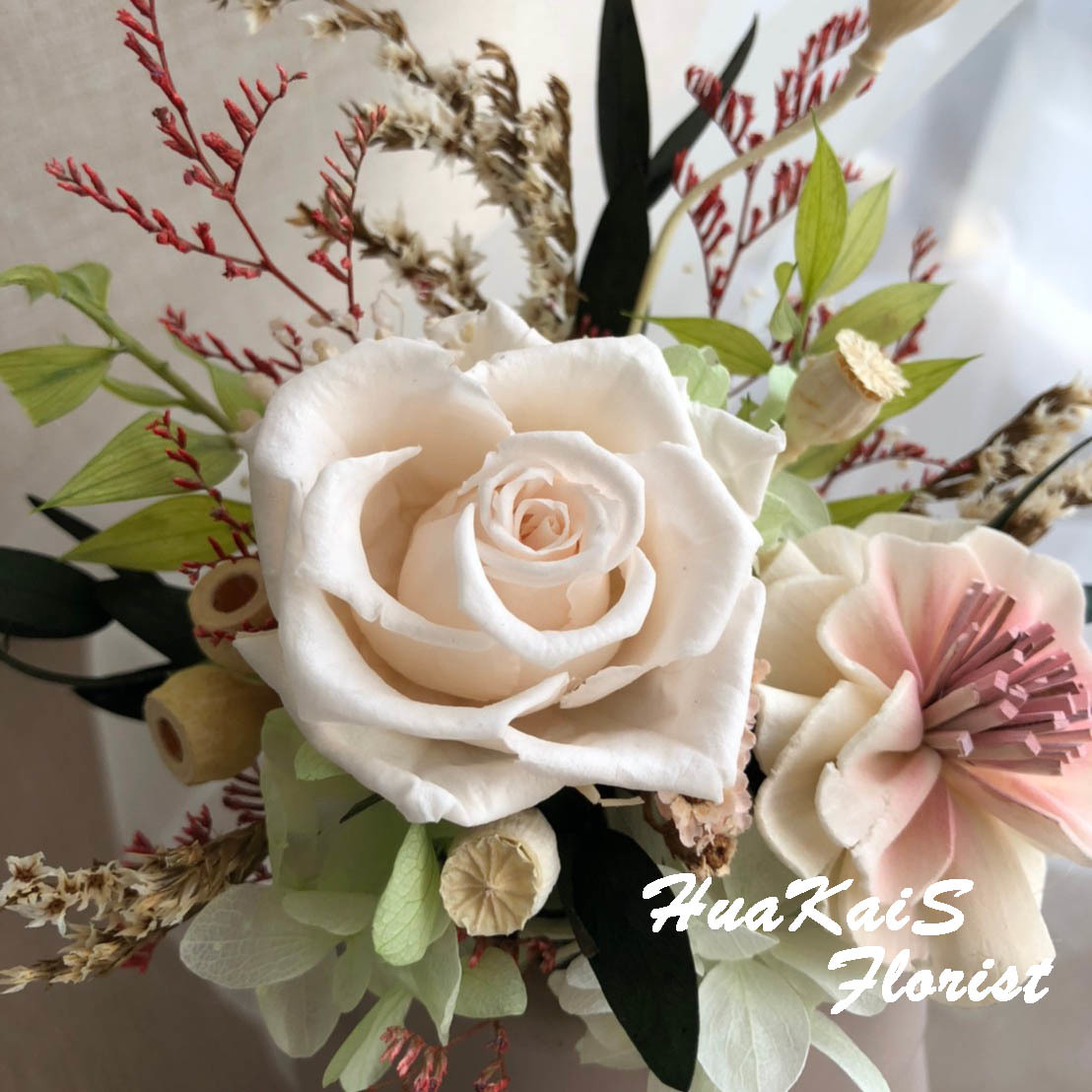 摩艾造型盆栽|白色力量|開幕盆栽|永生玫瑰盆栽|情人節禮物|居家擺飾