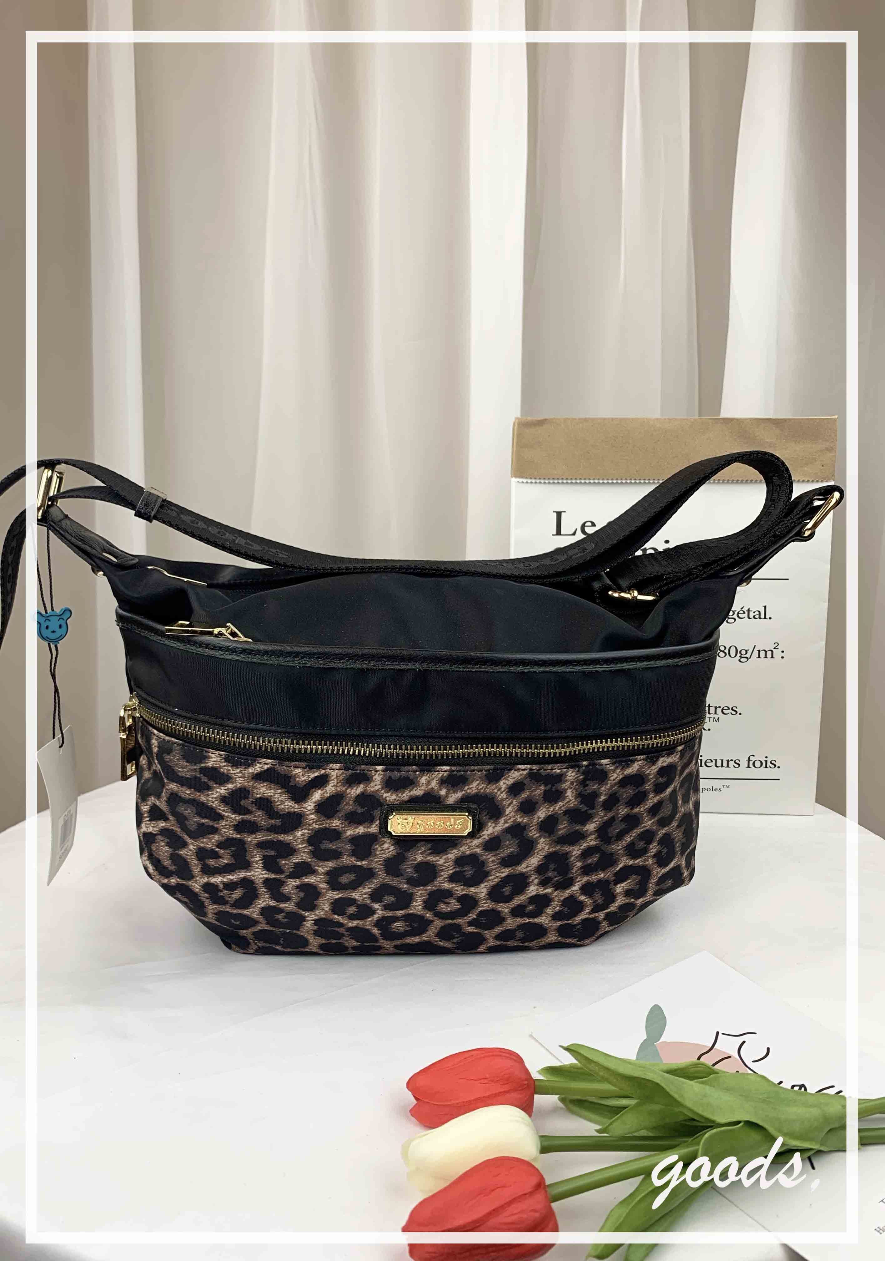 GOODS 豹紋黑尼龍腰包 / 側背包  #6119