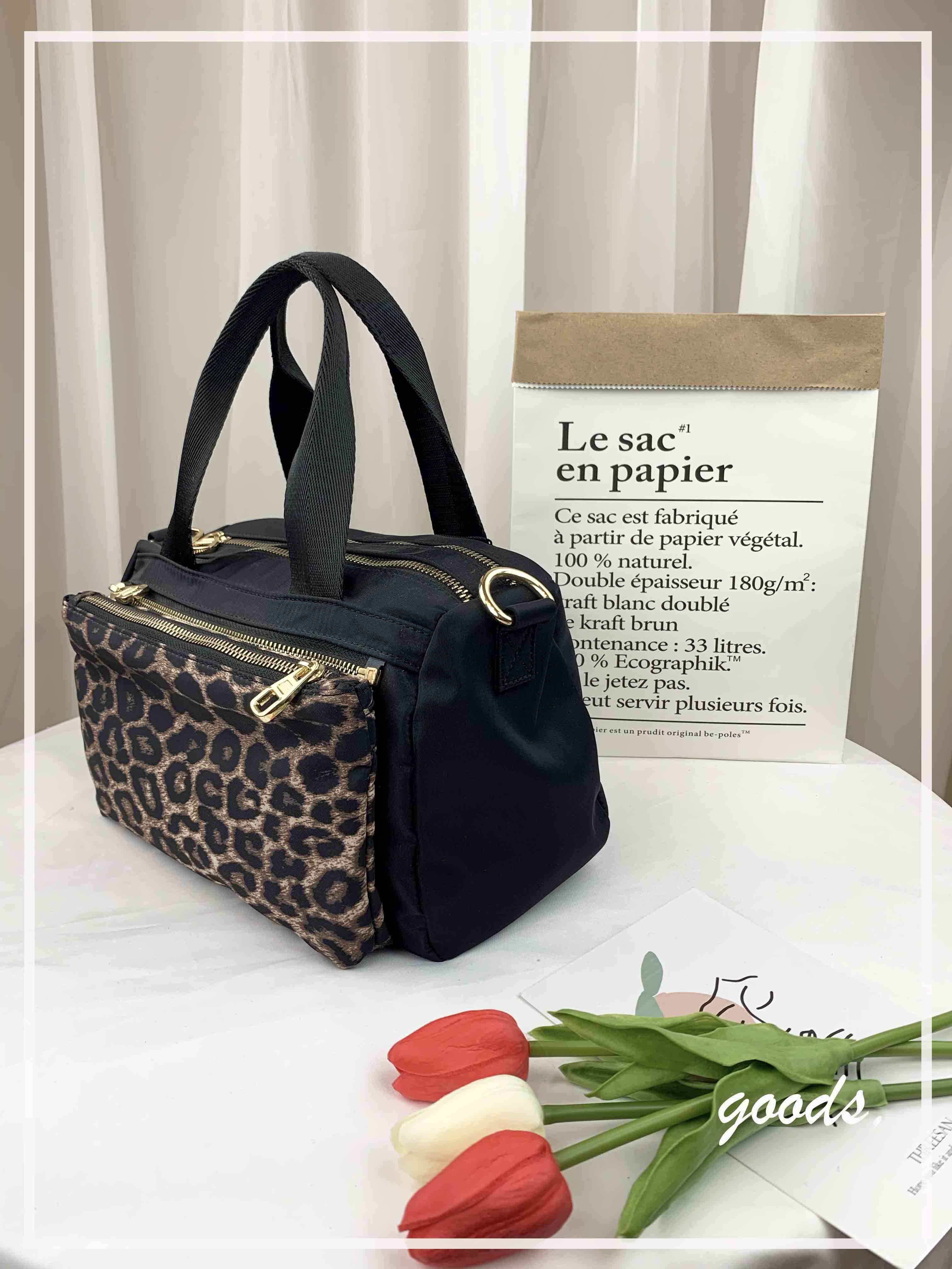 GOODS 豹紋黑尼龍手提包 / 側背包  #6128